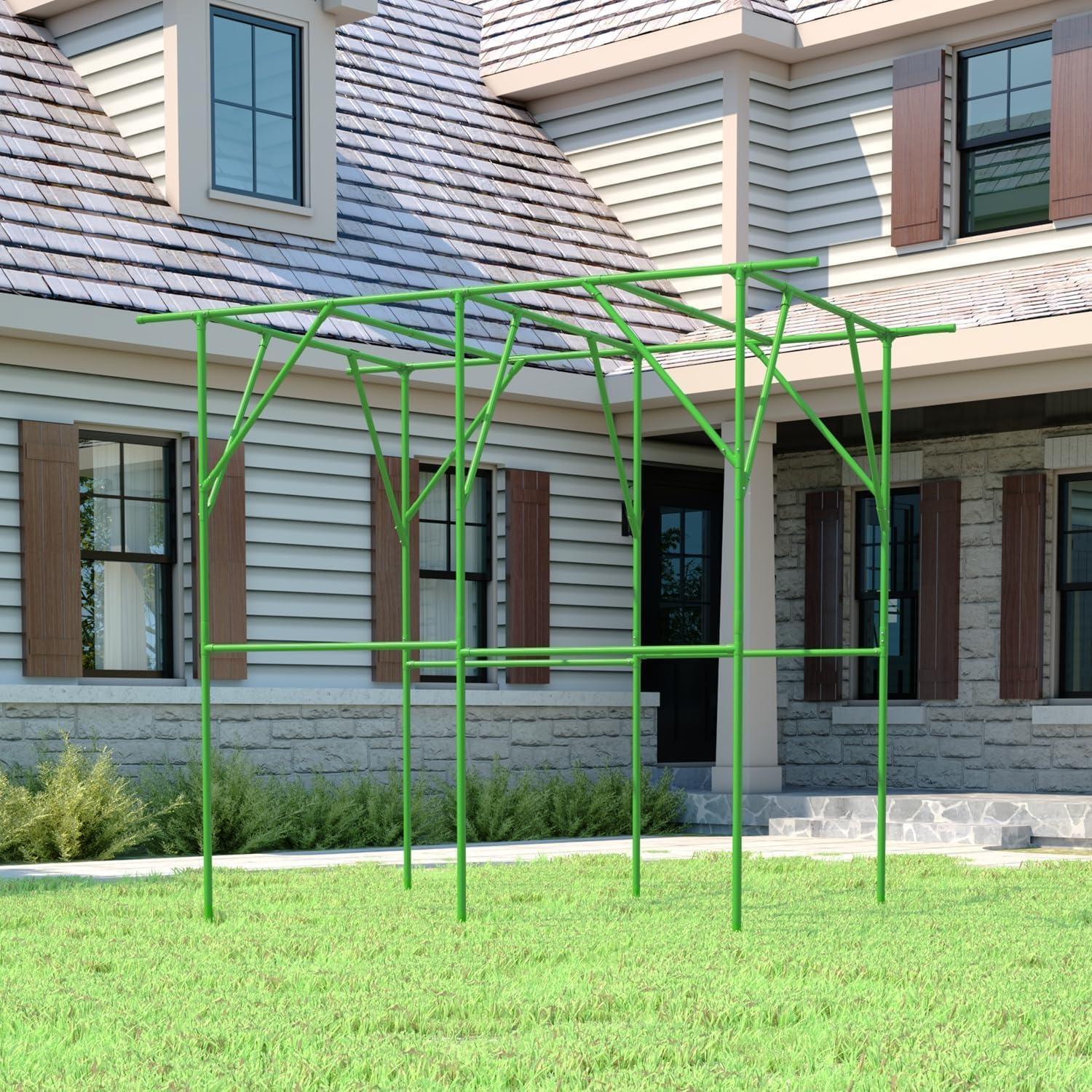 OUTOUR Large Grape Vine Support Arch Arbor Gazebo Trellis Rack Pergola 118'' L x 79'' W x 90.5'' H Plastic-Coated Metal Large Cane Frame for Vineyard Outdoor Patio Lawn Yard Garden Decoration White