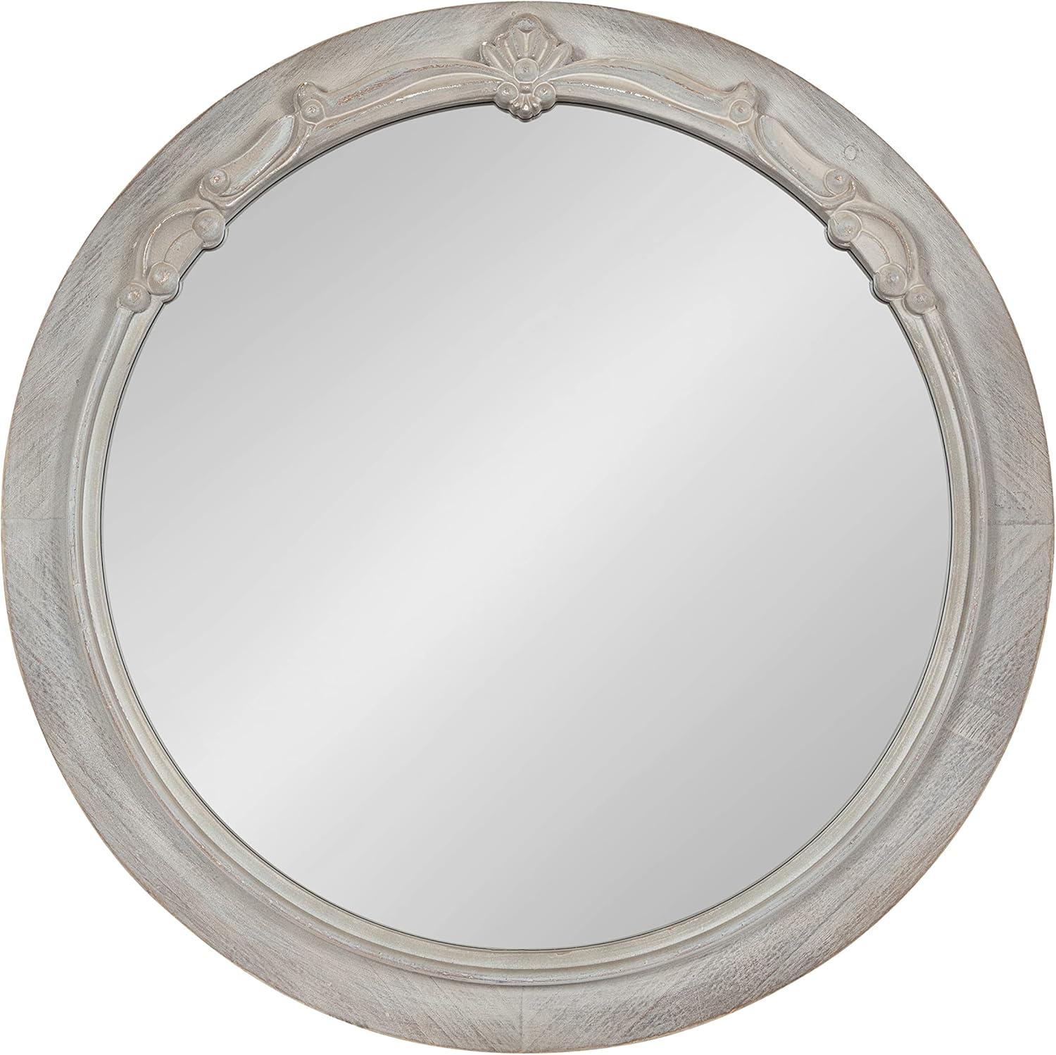 Irelyn 26" Round Gray Wood Wall Mirror