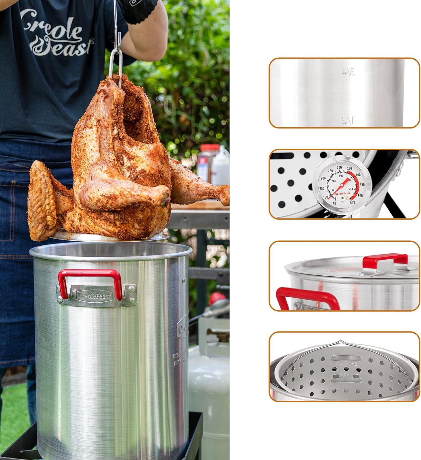 30 Qt Silver Aluminum Outdoor Turkey Fryer Kit with Accessories