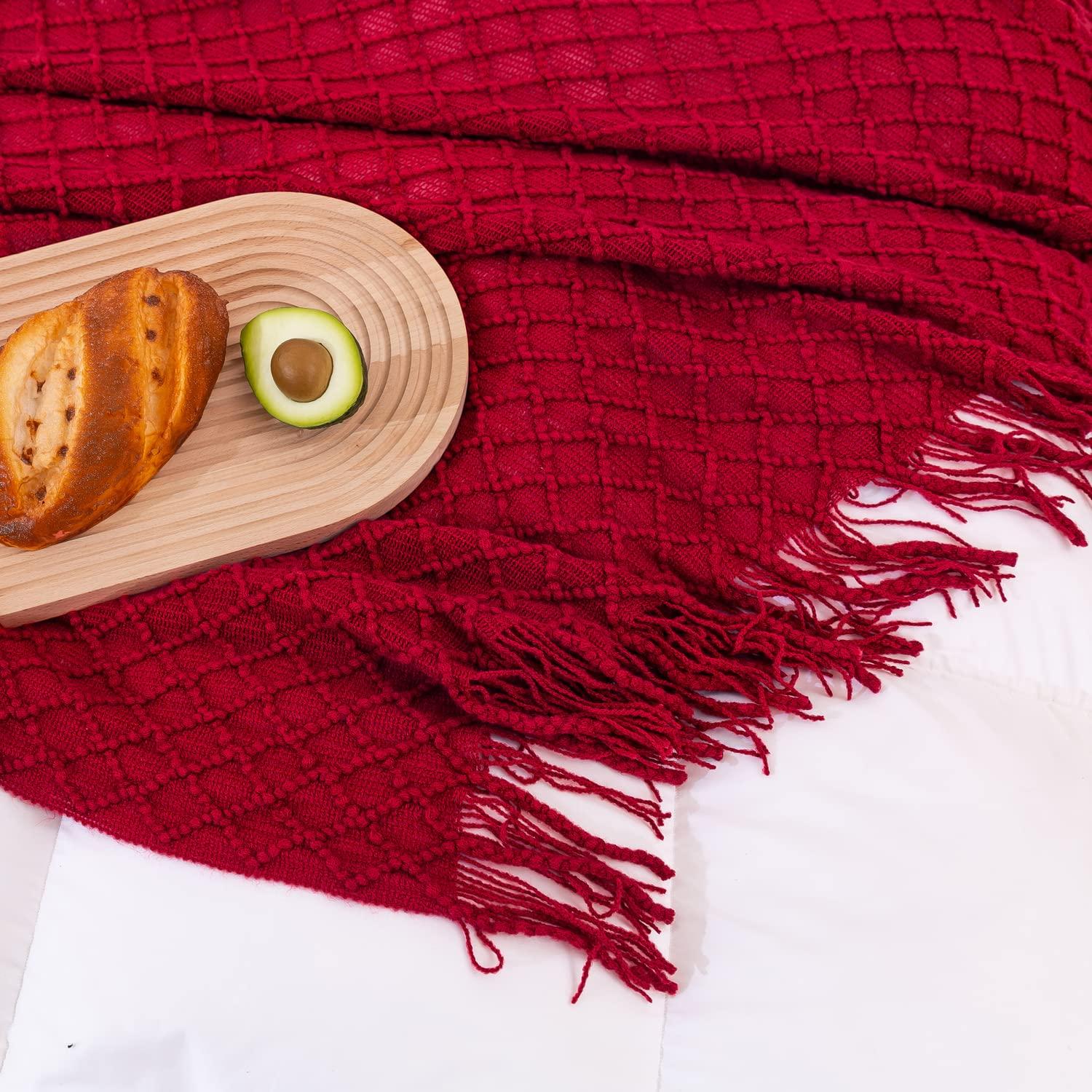 Lunarose Throw Blanket for Couch,Soft Cozy Knit Blanket,Lightweight Decorative Throw for Sofa Chair Bed Travel and Living Room-All Seasons Suitable for Women,Men and Kids (White-Wave, 50"x60")