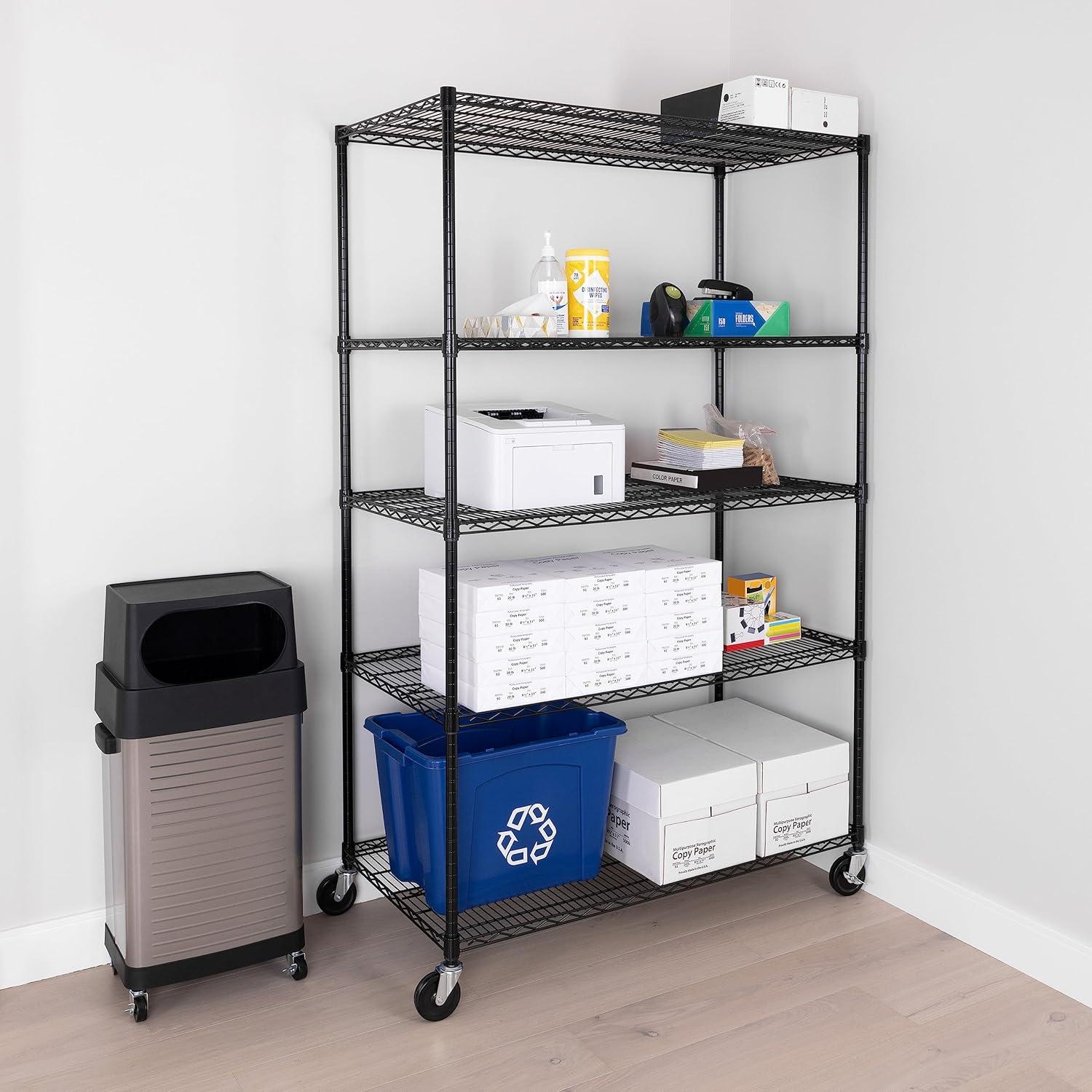 UltraDurable 24" D 5-Tier NSF-Certified Steel Shelving with Wheels