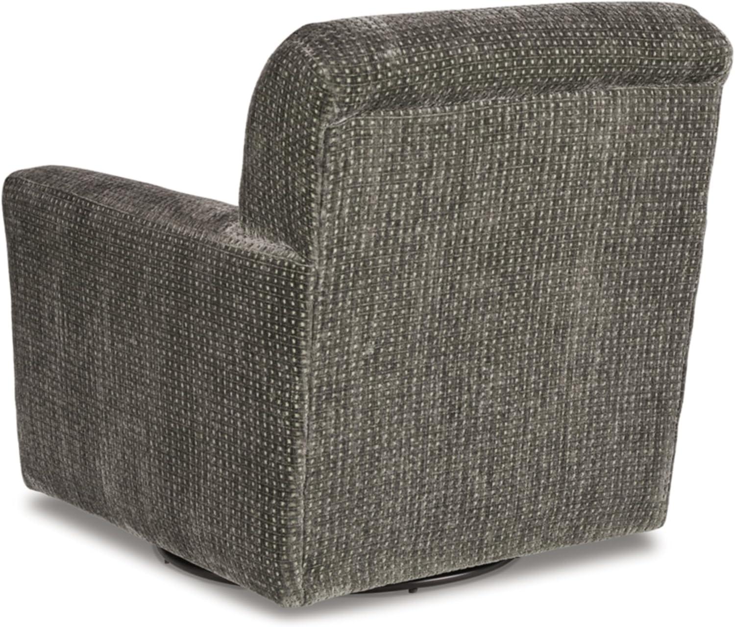 Charcoal Gray Swivel Glider Accent Chair with Polyester Upholstery