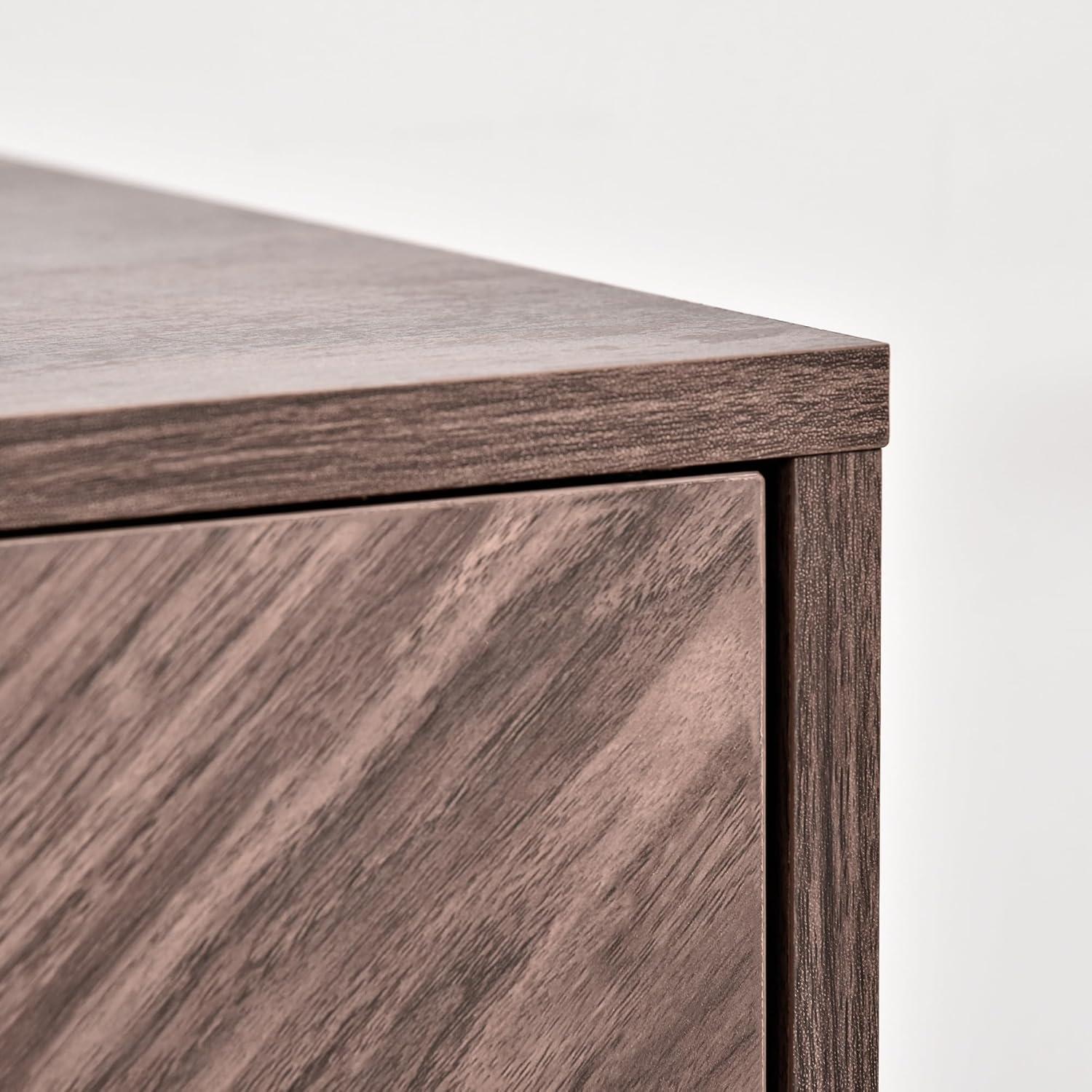 HOMCOM Sideboard Buffet Cabinet, Chevron Double Door Kitchen Cabinet, Accent Cabinet with Adjustable Shelf, Walnut