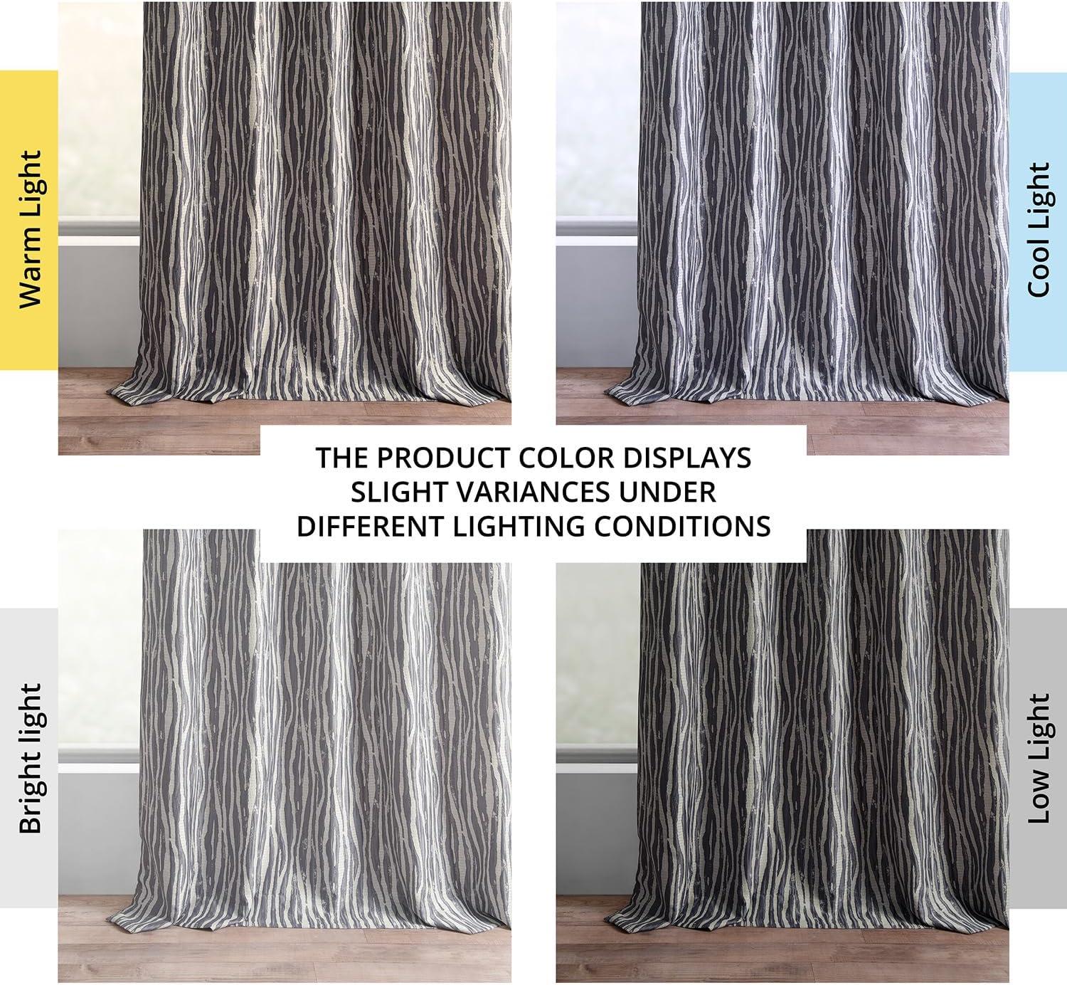 Tiger Stripe Grey Faux Silk Room-Darkening Curtain Panel, 84 Inches