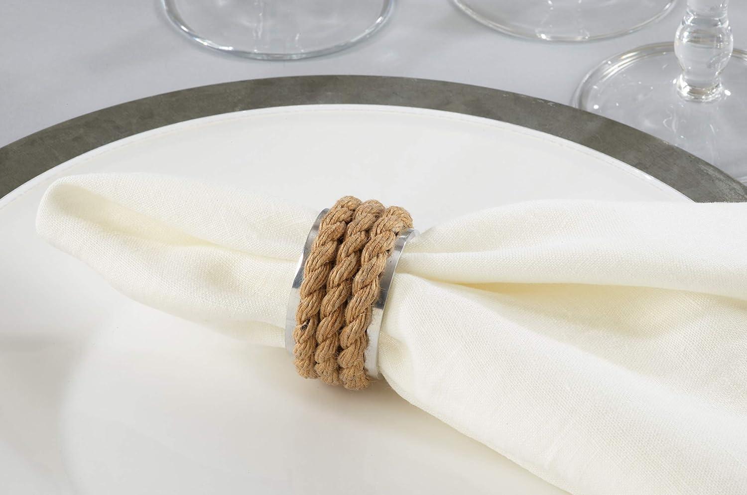 Saro Lifestyle Rope Napkin Ring, Natural (Set of 4)