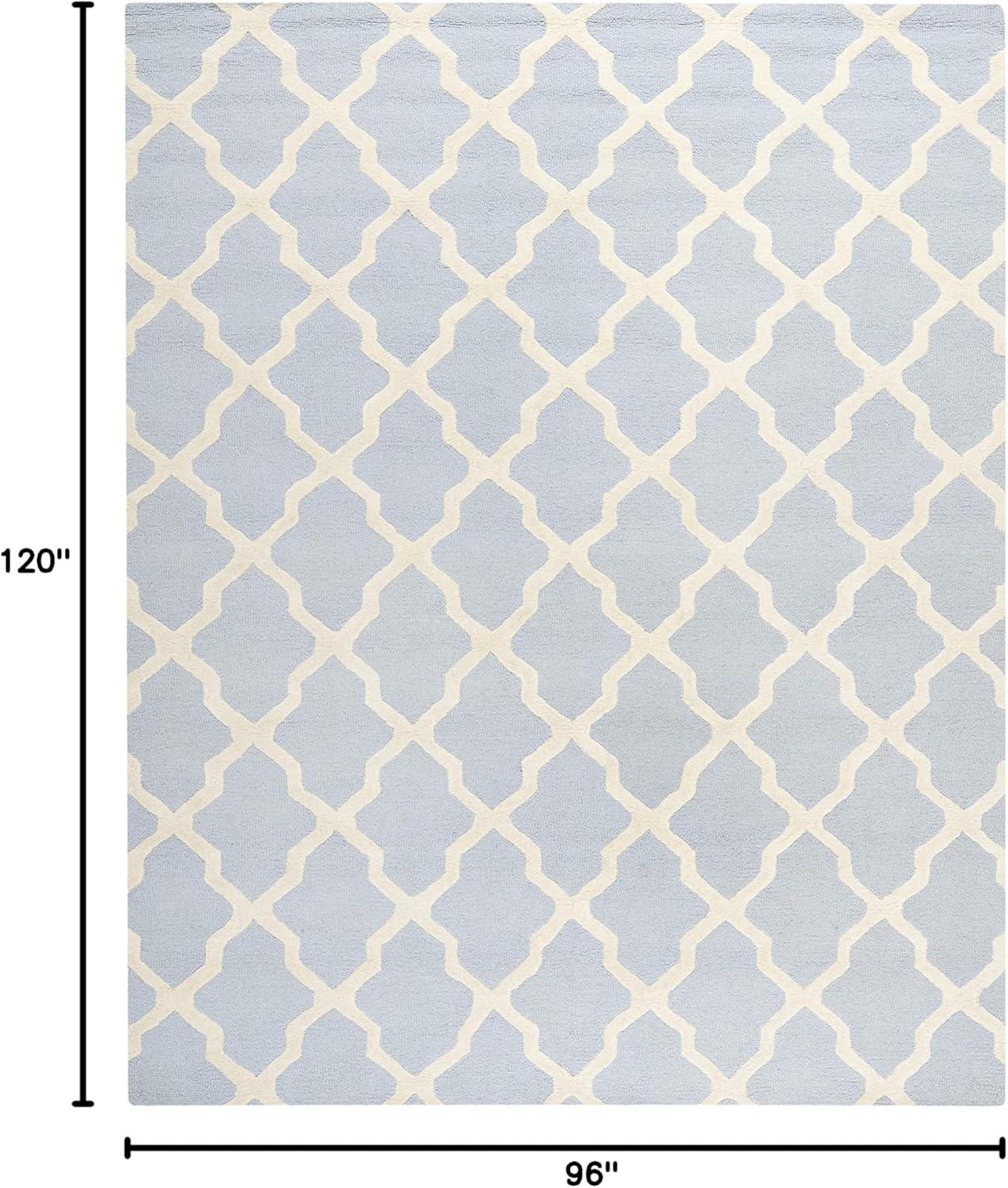 SAFAVIEH Cambridge Liam Geometric Wool Area Rug, Light Blue/Ivory, 8' x 10'