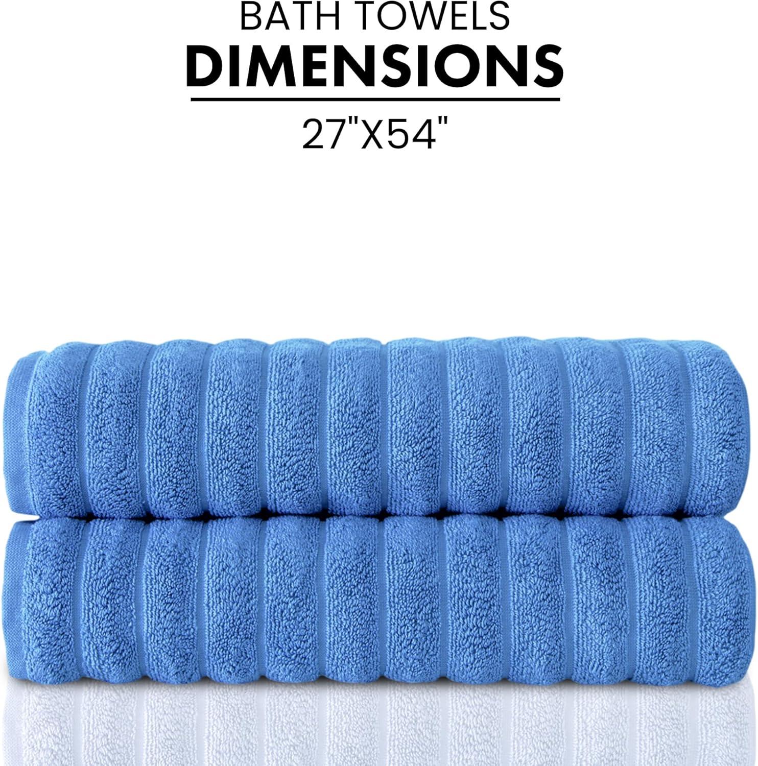 Classic Turkish Towels CTT Premium 2 Pack Bath Towels Set, Made with 100% Turkish Cotton, Spa & Hotel, Quick Drying Towels, Absorbent & Comfy | 27"x54" (Blue)
