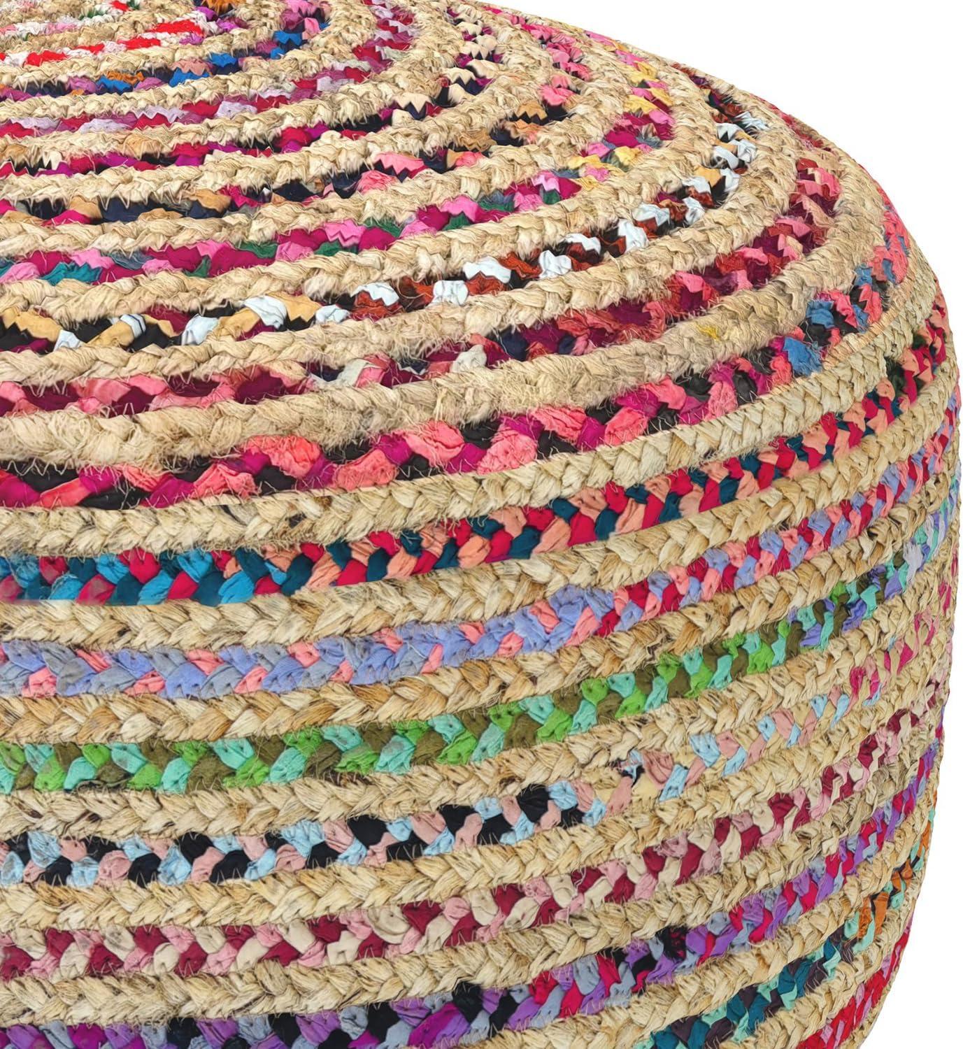 Margo Boho Contemporary Round Large Pouf in Multi Color