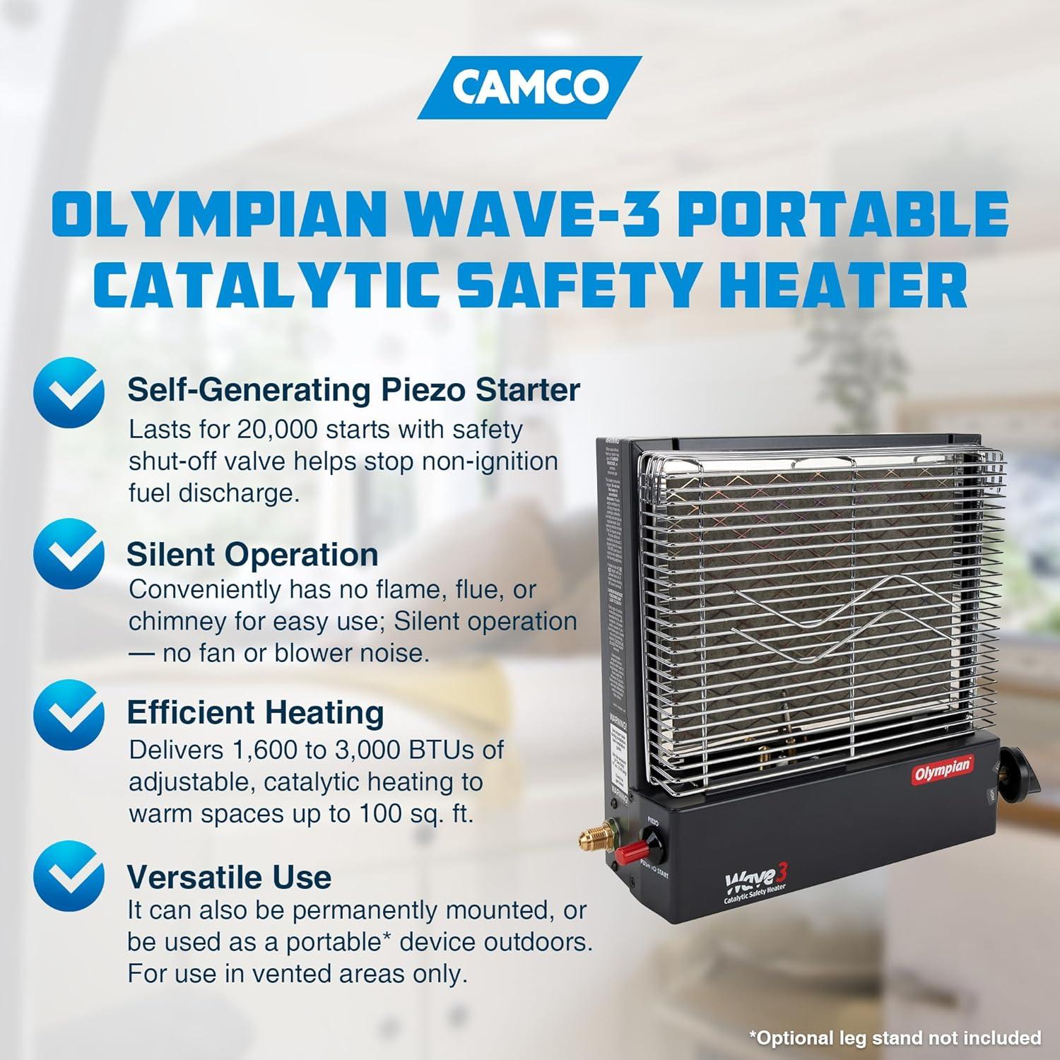 Camco Olympian Wave-3 LP Gas Catalytic Space Heater for 100 sq ft