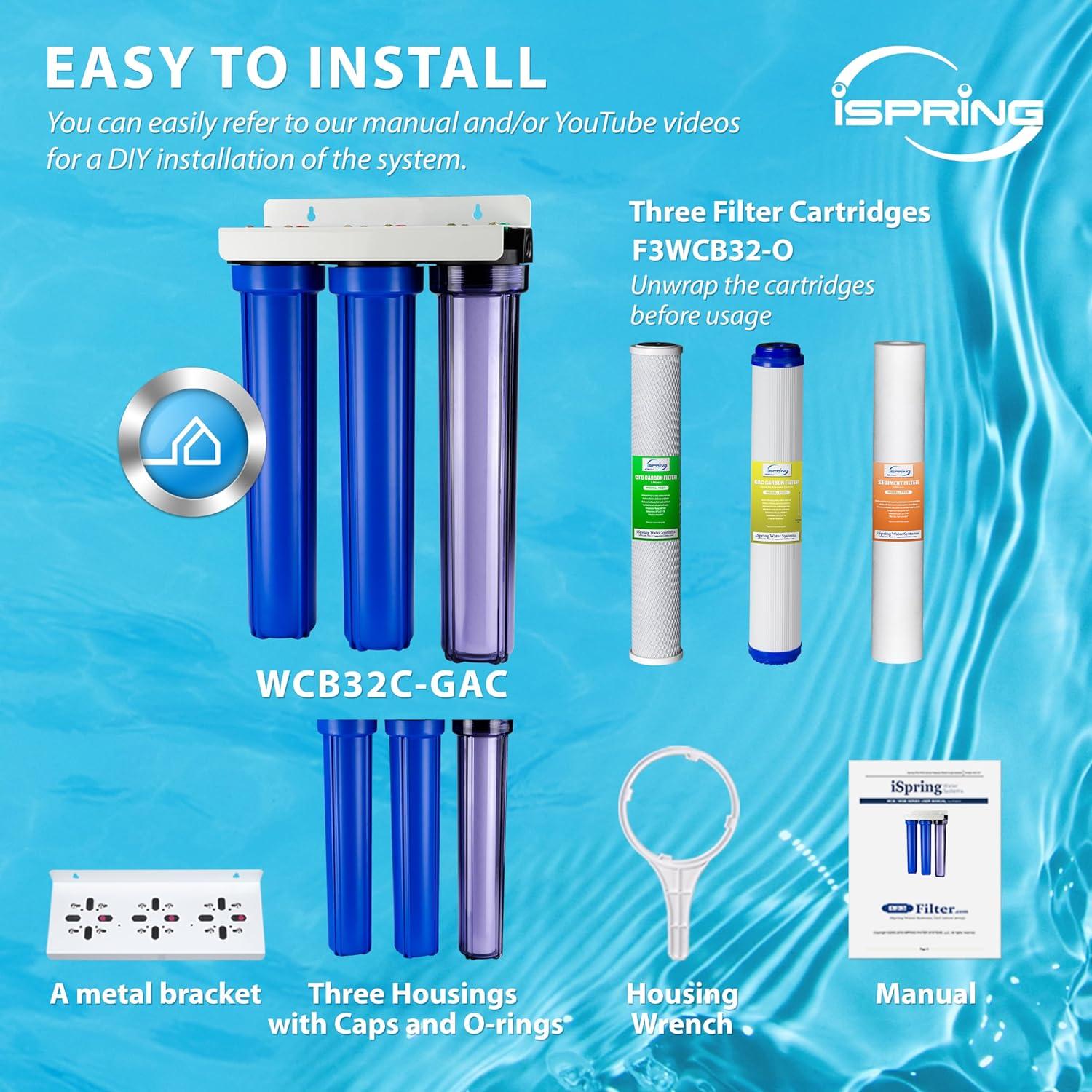 Blue 3-Stage Whole House Water Filtration System