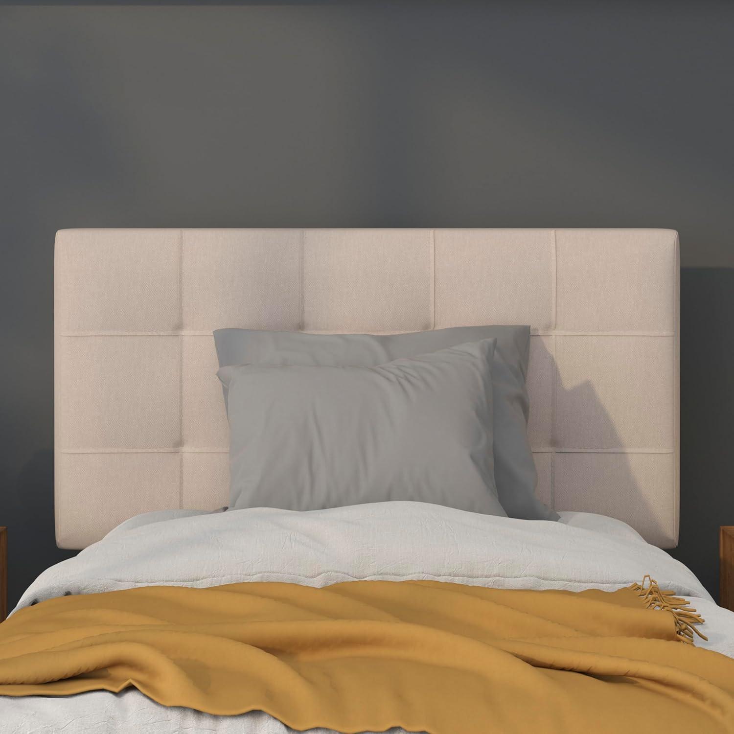 Flash Furniture Bedford Tufted Upholstered Twin Size Headboard in Beige Fabric