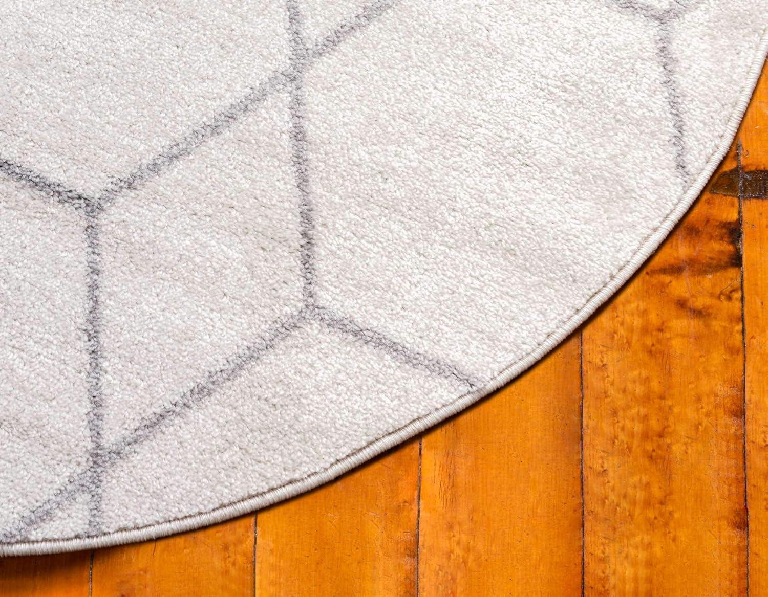 Unique Loom 4' 0 x 4' 0 Trellis Frieze Ivory Area Rug