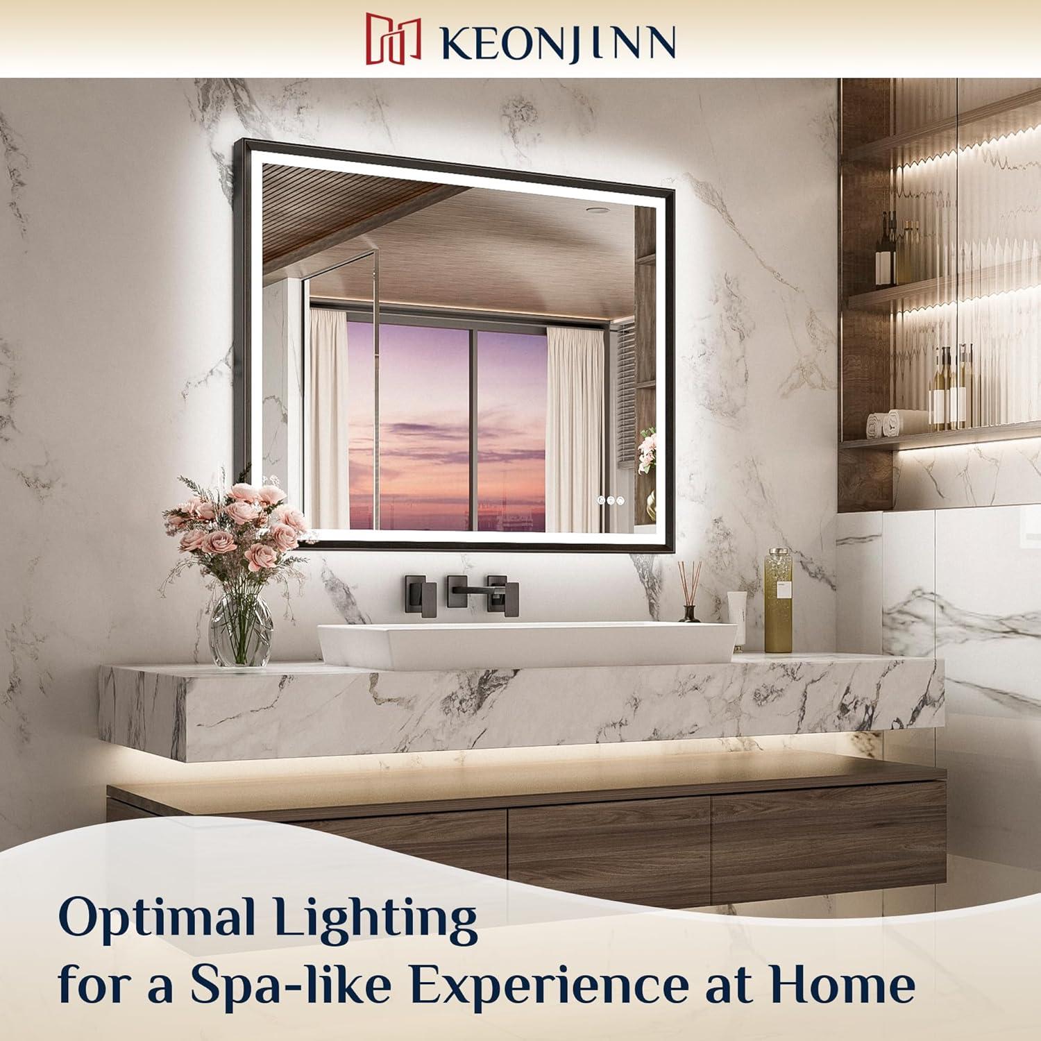 Ivy Bronx Keonjinn 40 X 24 In LED Bathroom Mirror With Lights, Adjustable 3 Color Lights, LED Vanity Mirror, Wall Mounted Anti-Fog Dimmable Mirror, UL Listed LED Driver, HD Tempered Glass(Horizontal/Vertical)
