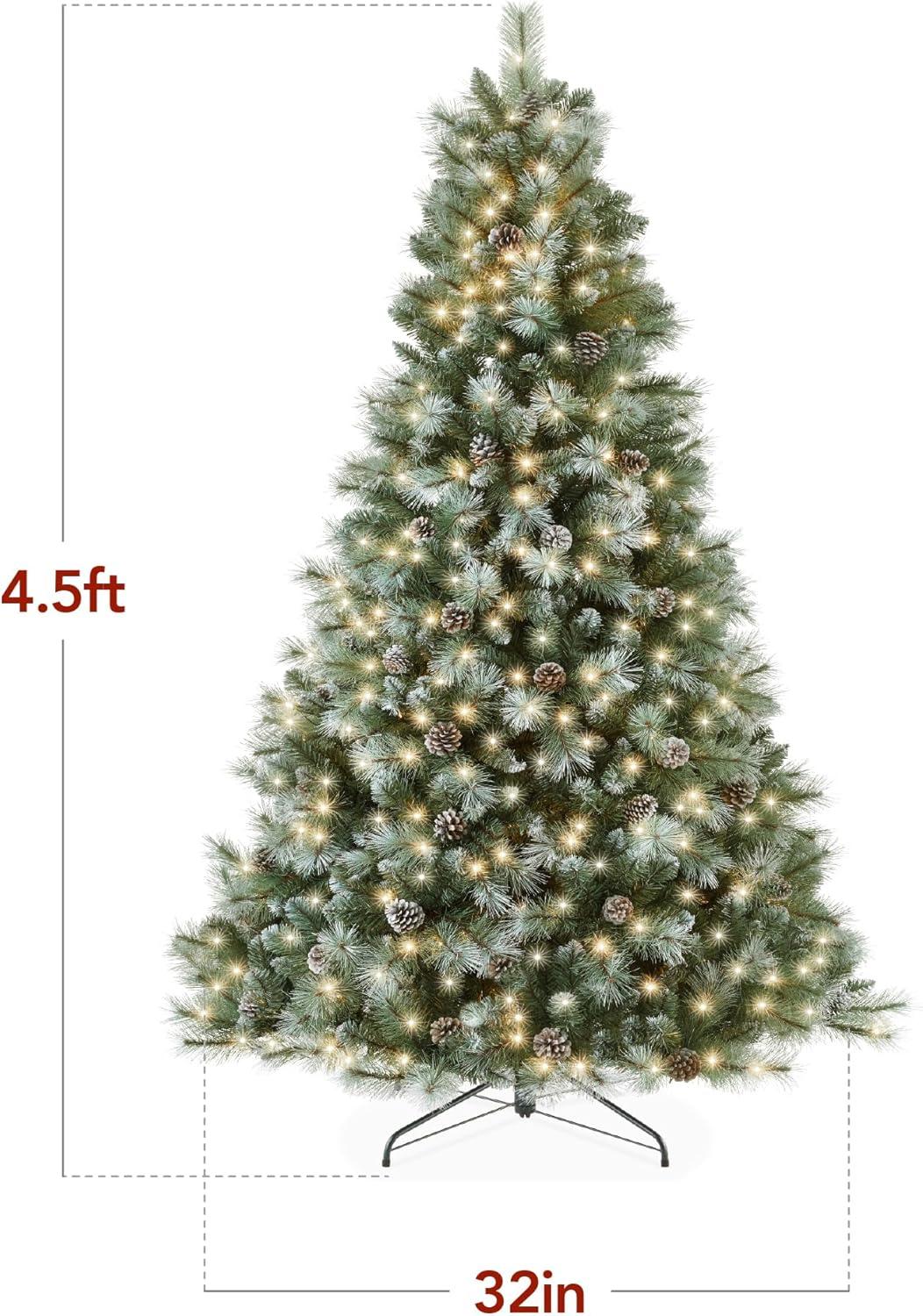 Best Choice Products Pre-Lit Frosted Scotch Pine Christmas Tree w/ 2-In-1 LED Lights