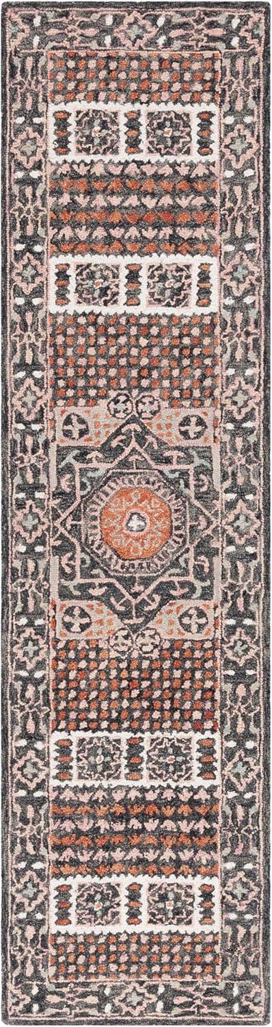 Aspen APN130 Hand Tufted Runner Rug  - Black/Rust - 2'3"x9' - Safavieh.