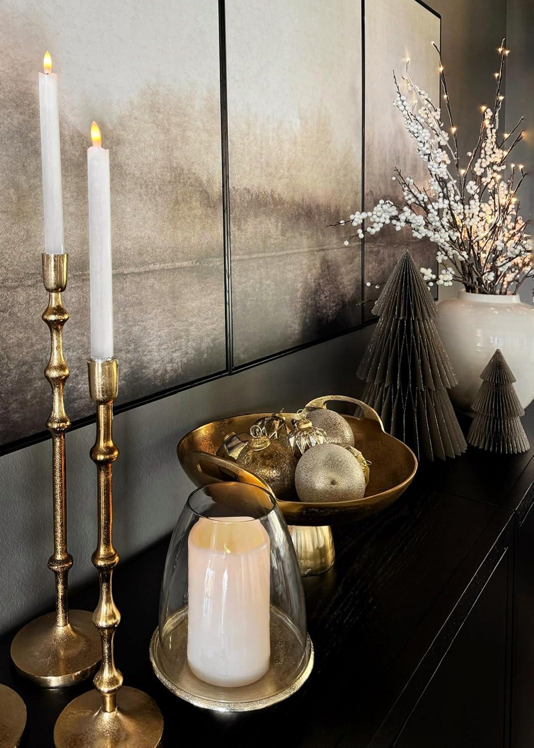 Large Gold Metal Pedestal Bowl with Handles