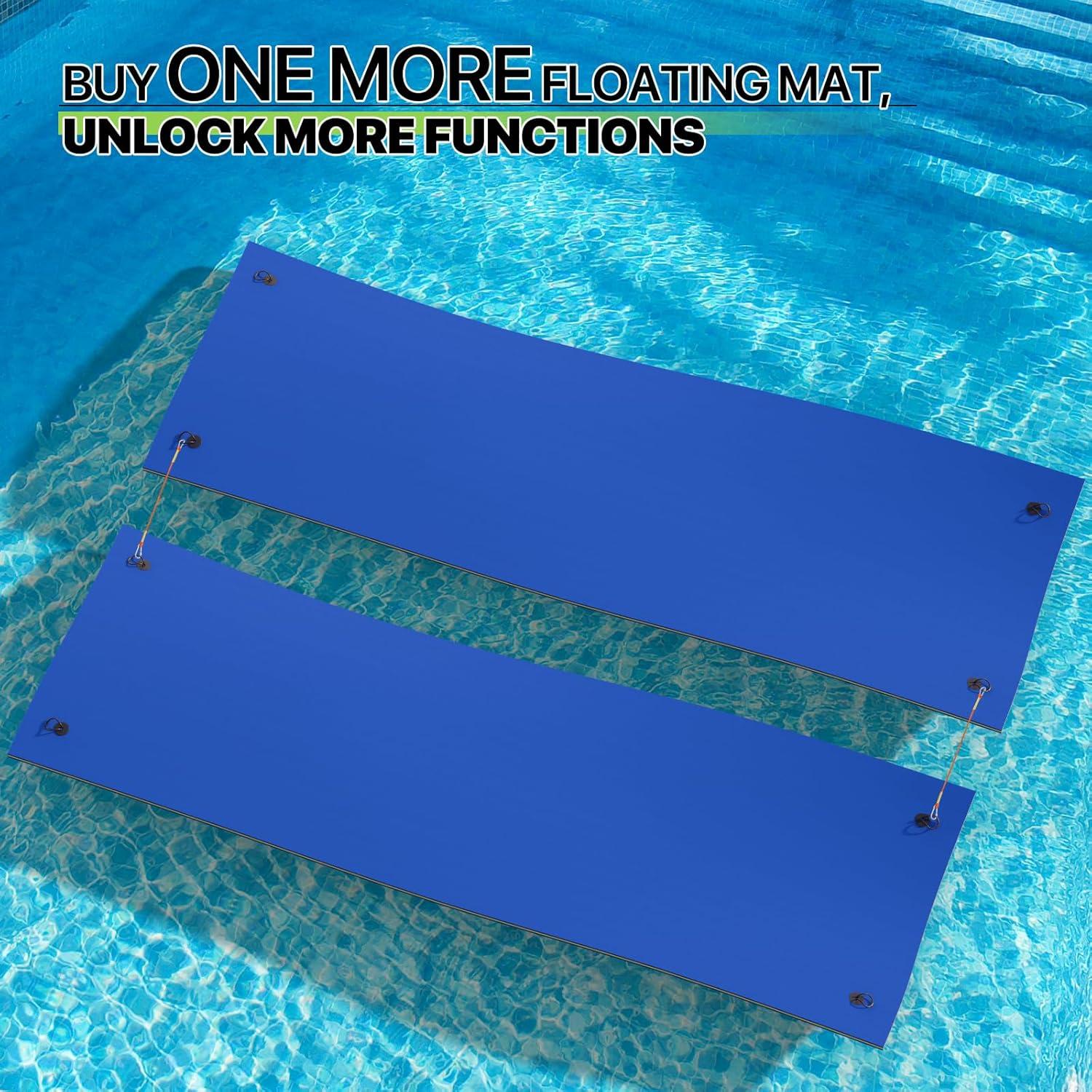 Bring Home Furniture 18x6 ft Floating Mat 10ft Bungee & Storage Straps 1500lb Capacity UV-Resistant XPE Foam Hi-Vis Safety​​