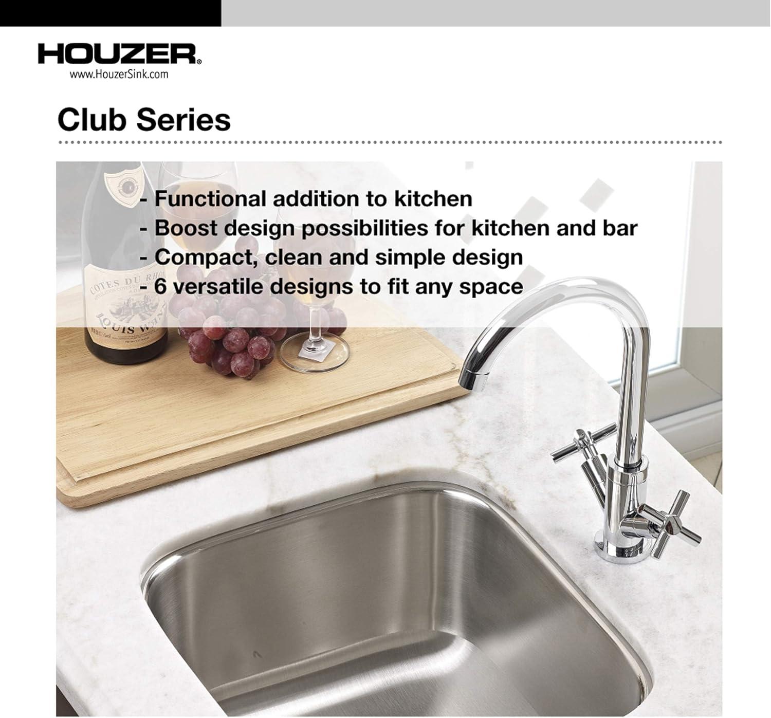Houzer CS-1105-1 Club Series Undermount Stainless Steel Compact Bar/Prep Sink