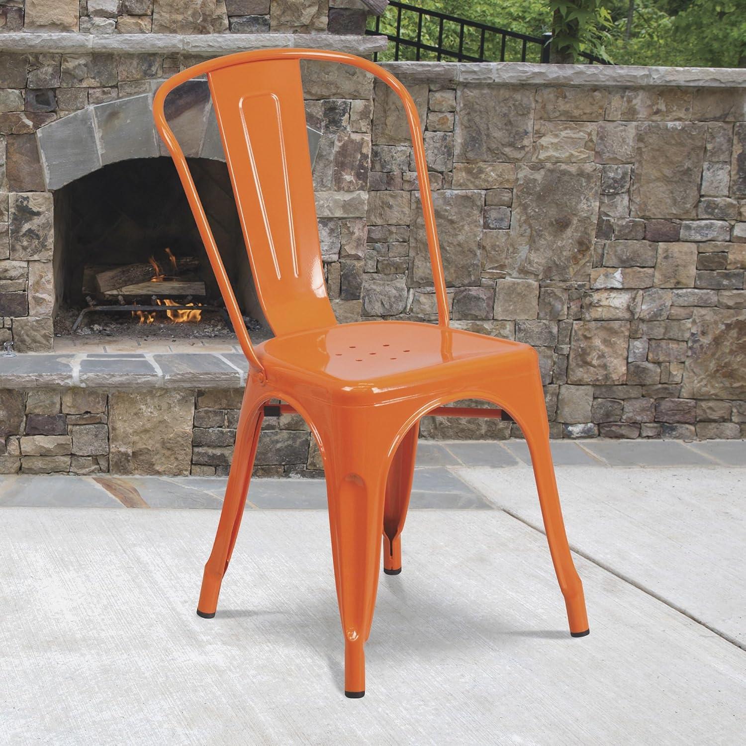 Flash Furniture Commercial Grade Metal Indoor-Outdoor Stackable Chair