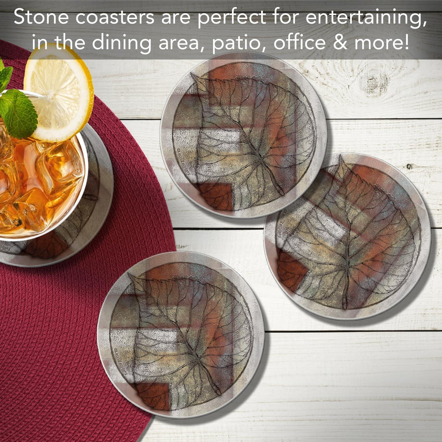 Thirstystone Leaf Whisper II Absorbent Stone Coaster 4-Pack