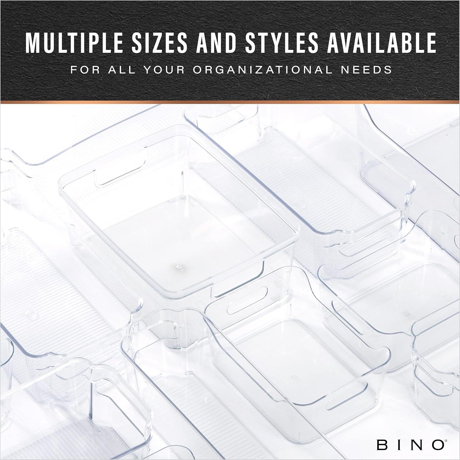 BINO | Plastic Organizer Bins, Small - 4 Pack | THE SOHO COLLECTION | Multi-Use Organizer Bins | Pantry Organizer & Freezer Organizer Bins | Plastic Storage Containers | Bins for Home & Kitchen Org