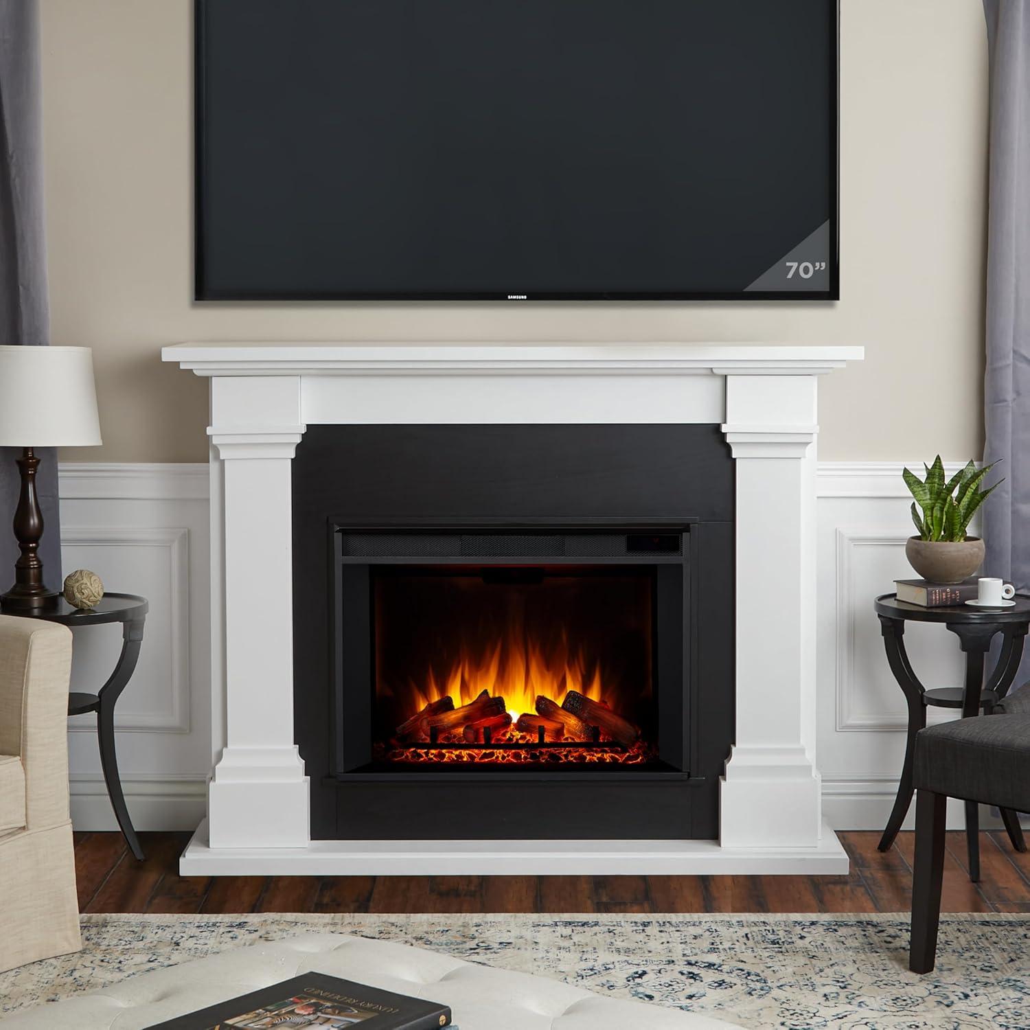 Callaway 63" Grand Electric Fireplace in White by Real Flame