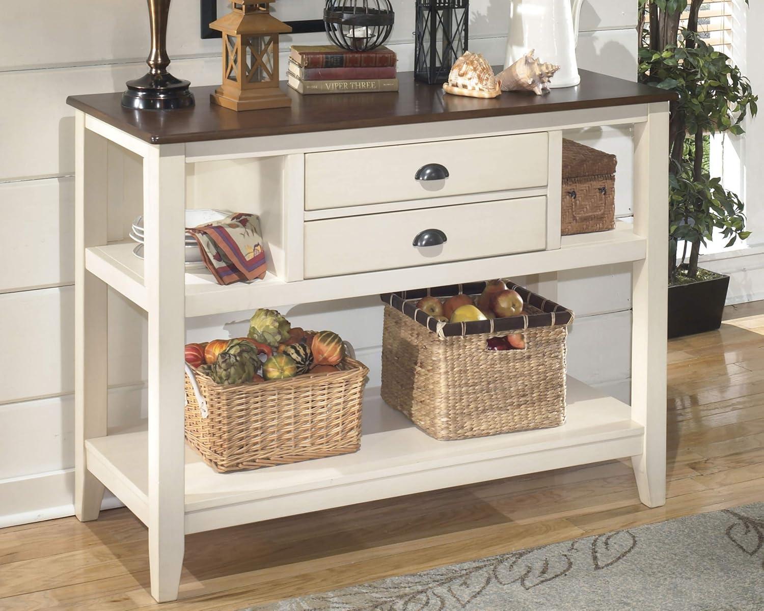 Signature Design by Ashley Whitesburg Dining 2 Drawer Server, Brown/Cottage White