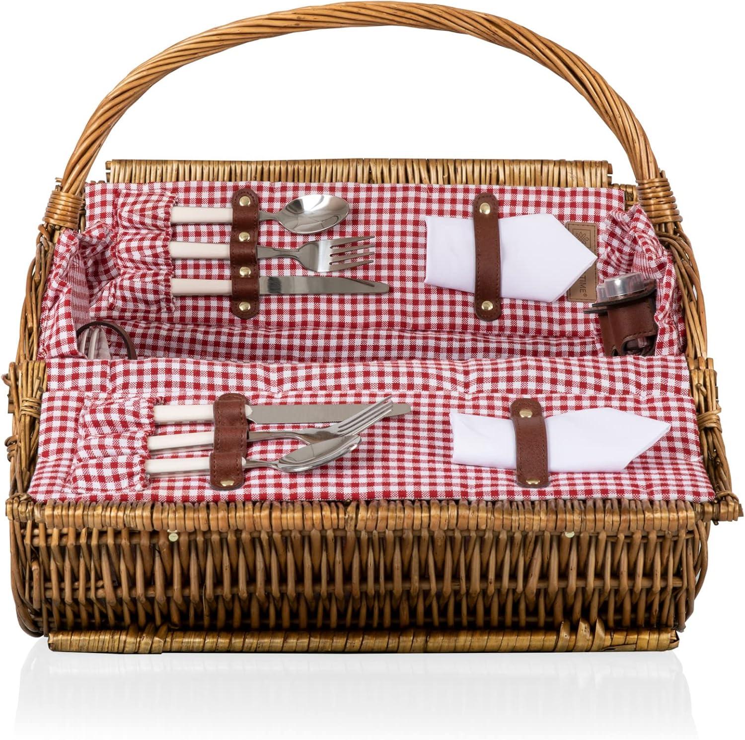 Barrel Wicker Picnic Basket with Picnic