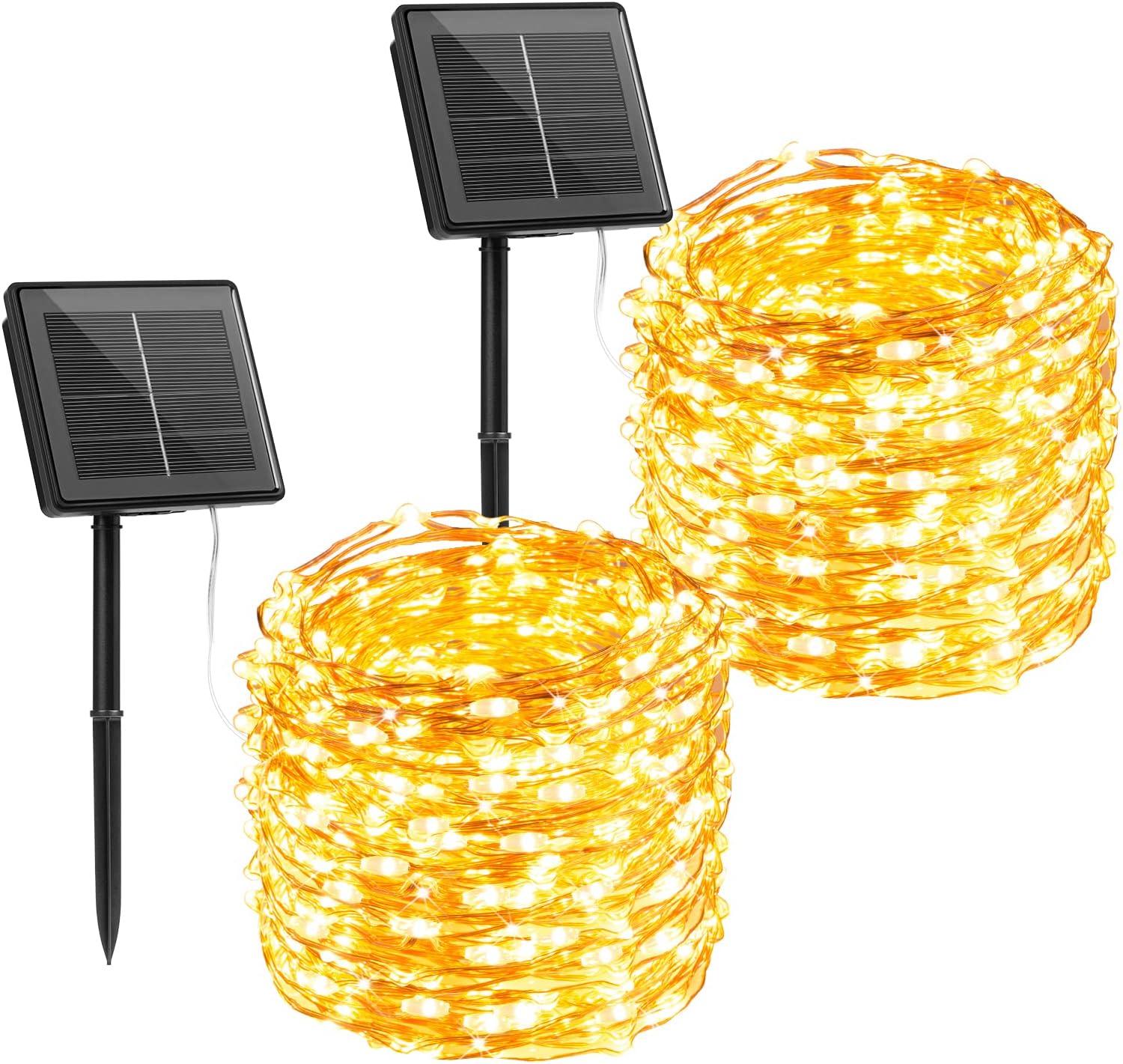 Warm White Solar Powered Outdoor LED Fairy String Lights