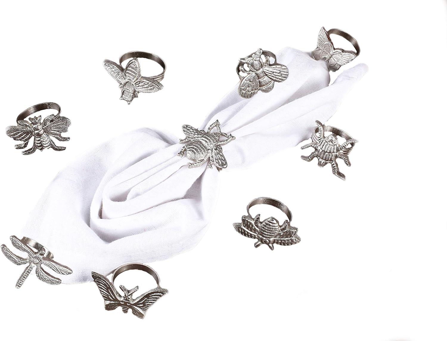 Botanical Silver Plated Rectangular Napkin Rings Set of 12