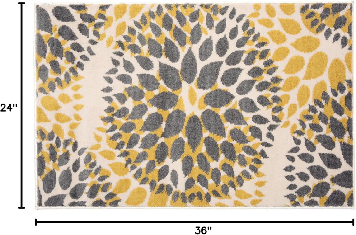 World Rug Gallery Modern Floral Circles Yellow 2' x 3' Area Rug