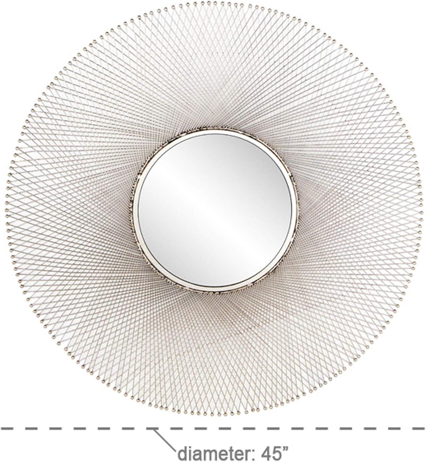 45" x 45" Metal Starburst Wall Mirror Silver - Olivia & May: Iron Frame, Round Shape, No Assembly Required