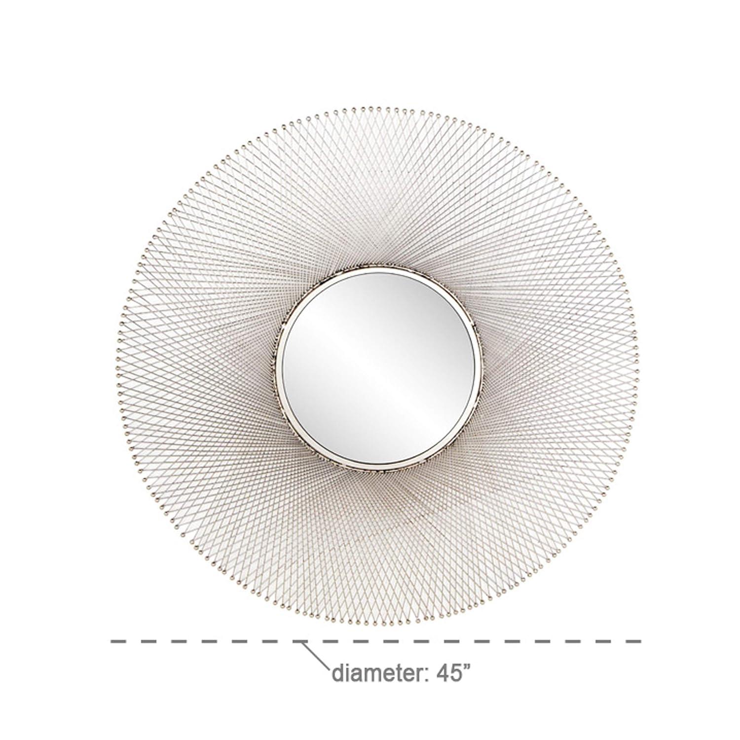 45" x 45" Metal Starburst Wall Mirror Silver - Olivia & May: Iron Frame, Round Shape, No Assembly Required