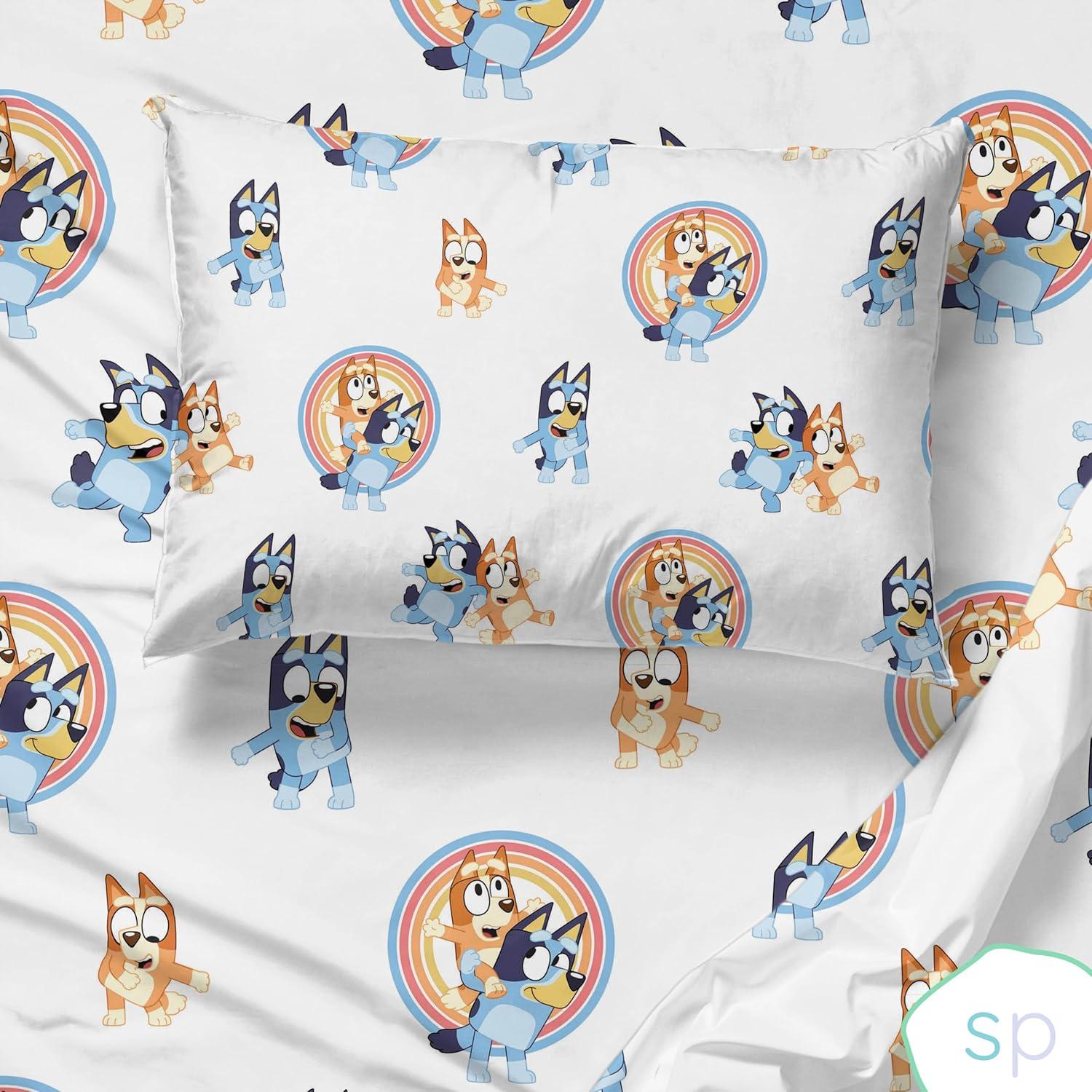 Saturday Park Saturday Park Bluey Rainbow 100% Organic Cotton Sheet Set