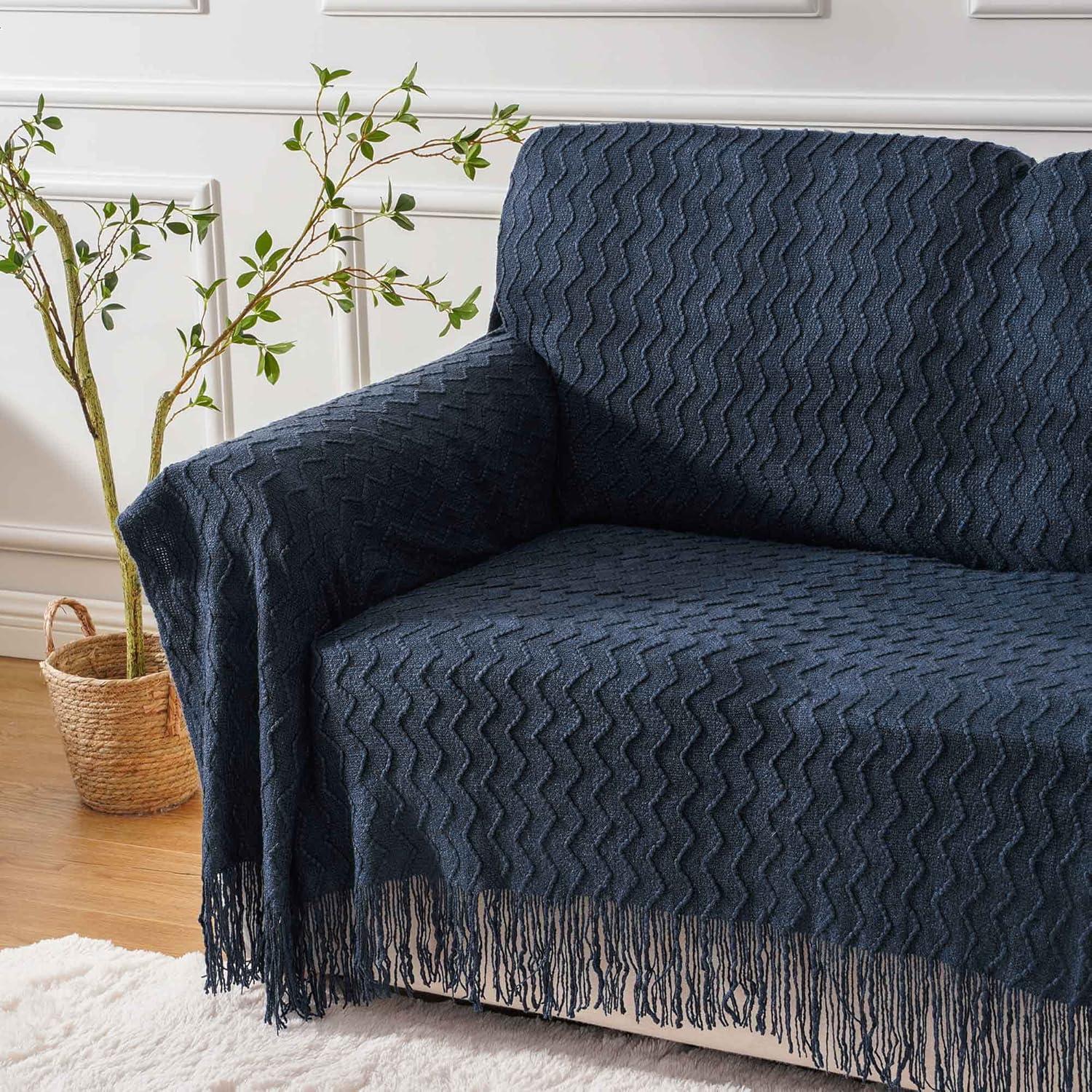 Battilo Home Throw Blanket for Couch, Textured Soft Throw Blankets, Decorative Knitted Blanket for Home Living Room Decor, 50"x60"