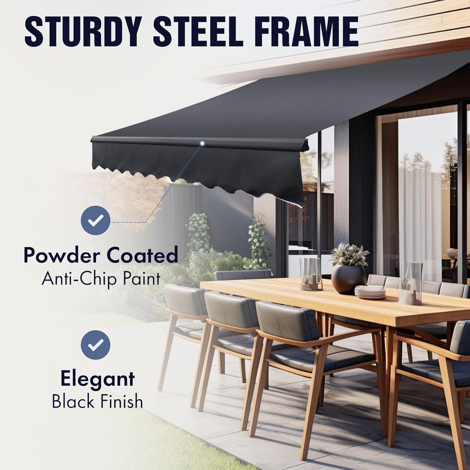 ALEKO ABM20X10REDWH05 Black Frame Motorized Retractable Home Patio Canopy Awning 20'x10' Red/White
