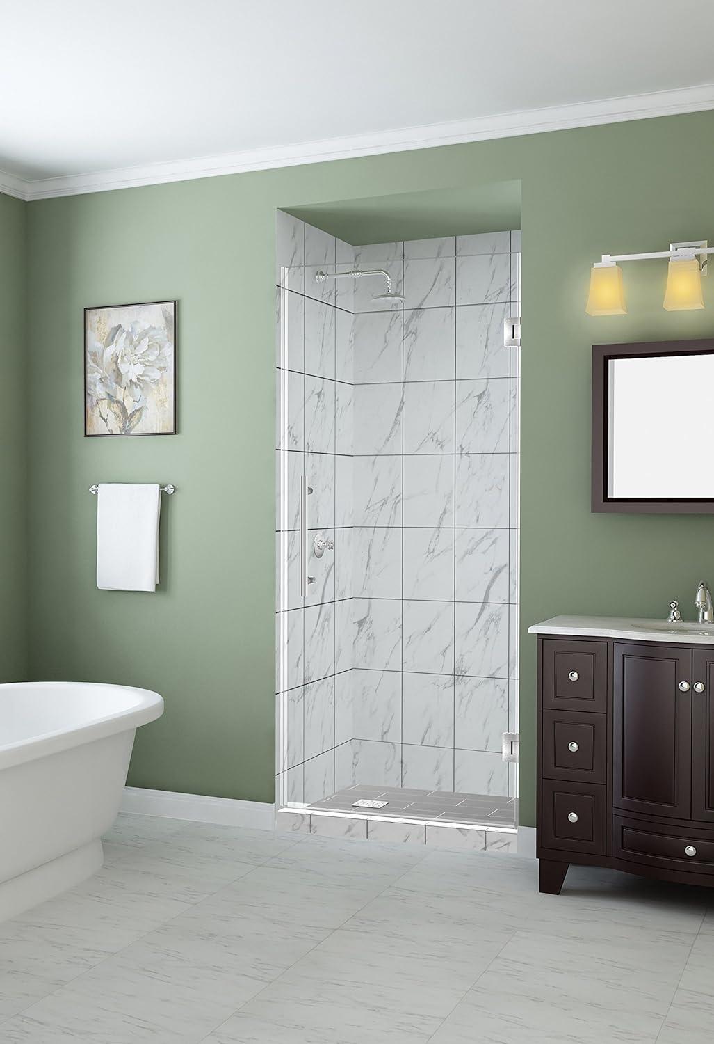 Kinkade 32.75" - 33.25" W x 72" H Frameless Hinged Shower Door