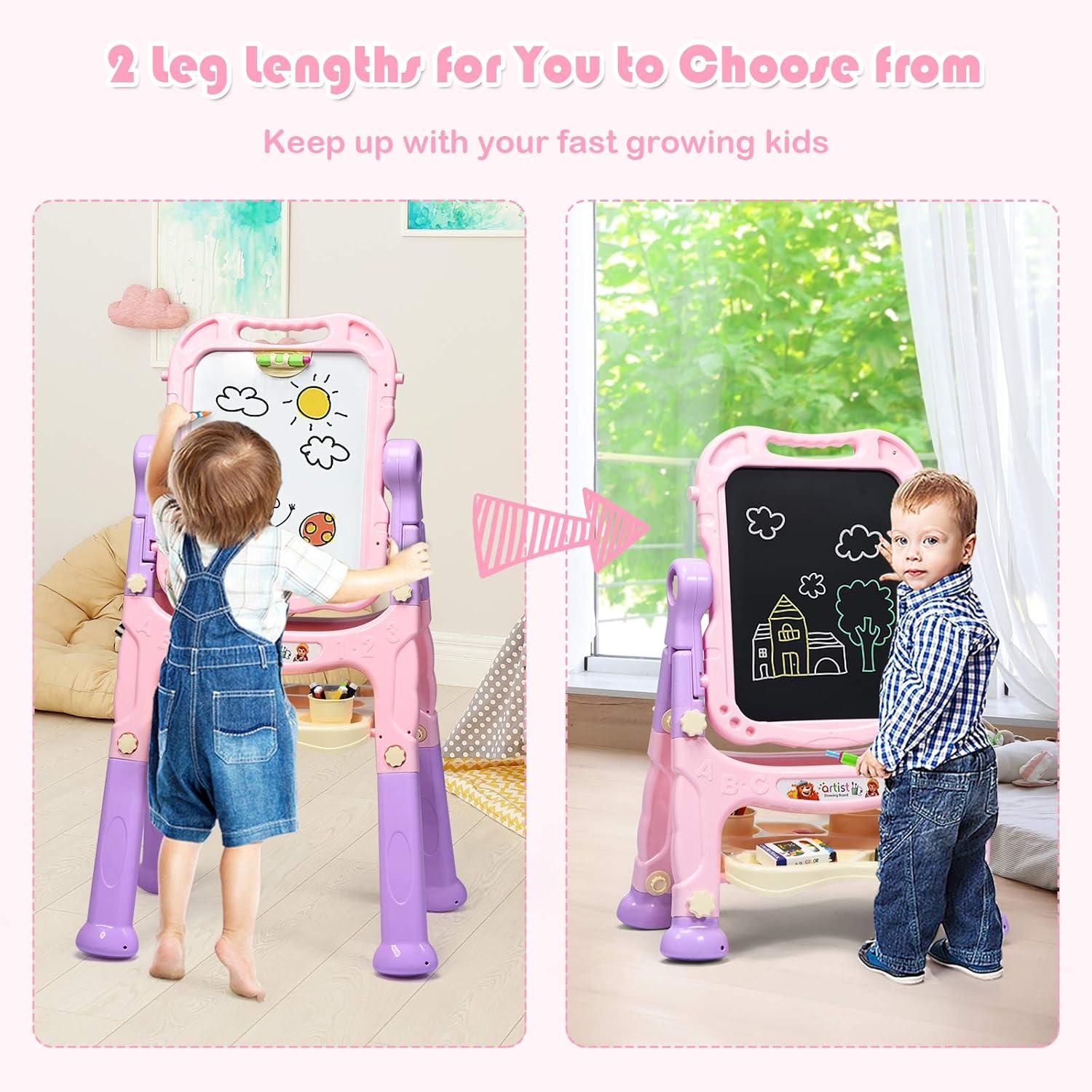 Pink Adjustable Freestanding Double-Sided Magnetic Art Easel