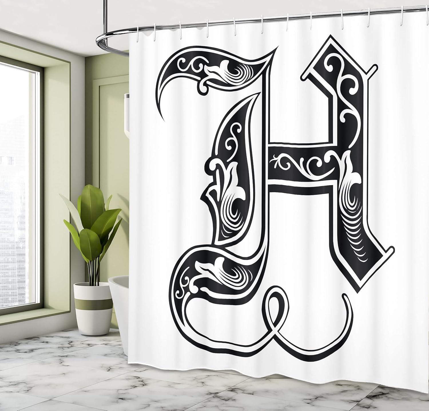 Ambesonne Aqua Shower Curtain, Line Stripes Bold and Thin, 69"Wx75"L, Seafoam White