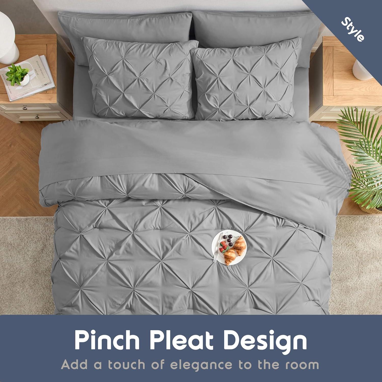 Nestl Bed in a Bag Pinch Pleat, 7 Piece Bedding Set