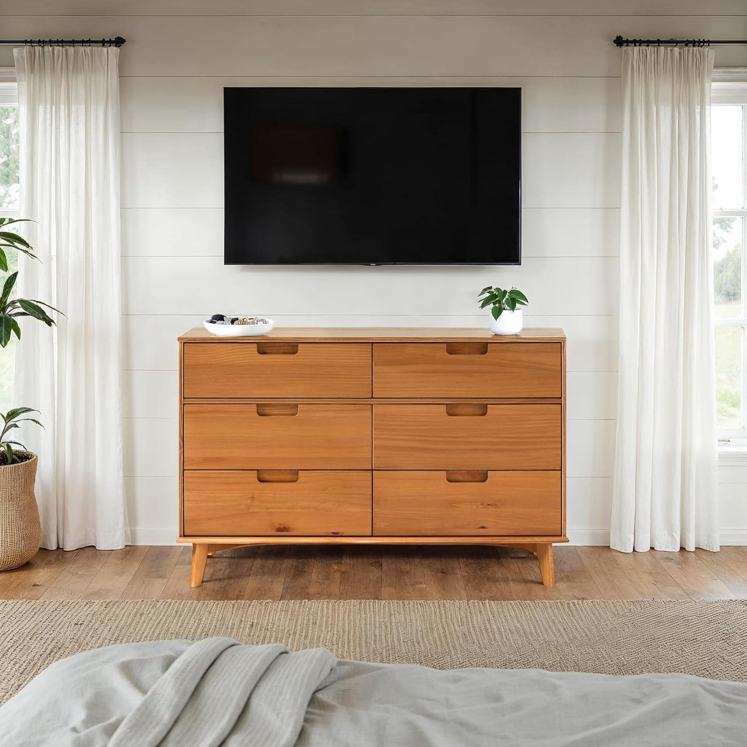 Walker Edison Sonoma 6-Drawer Solid Wood Caramel Dresser