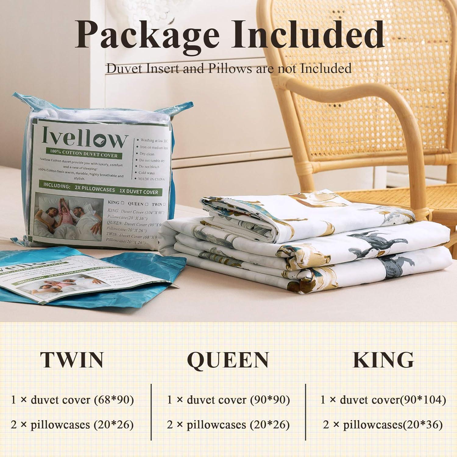 Ivellow 100% Cotton Queen Duvet Cover Set, Cartoon Dog Puppy Patterned Kids Duvet Cover for Boys Girls Soft Bedding Sets 3Pcs White Comforter Cover with Zipper Closure 2 Pillowcases, (No Comforter)