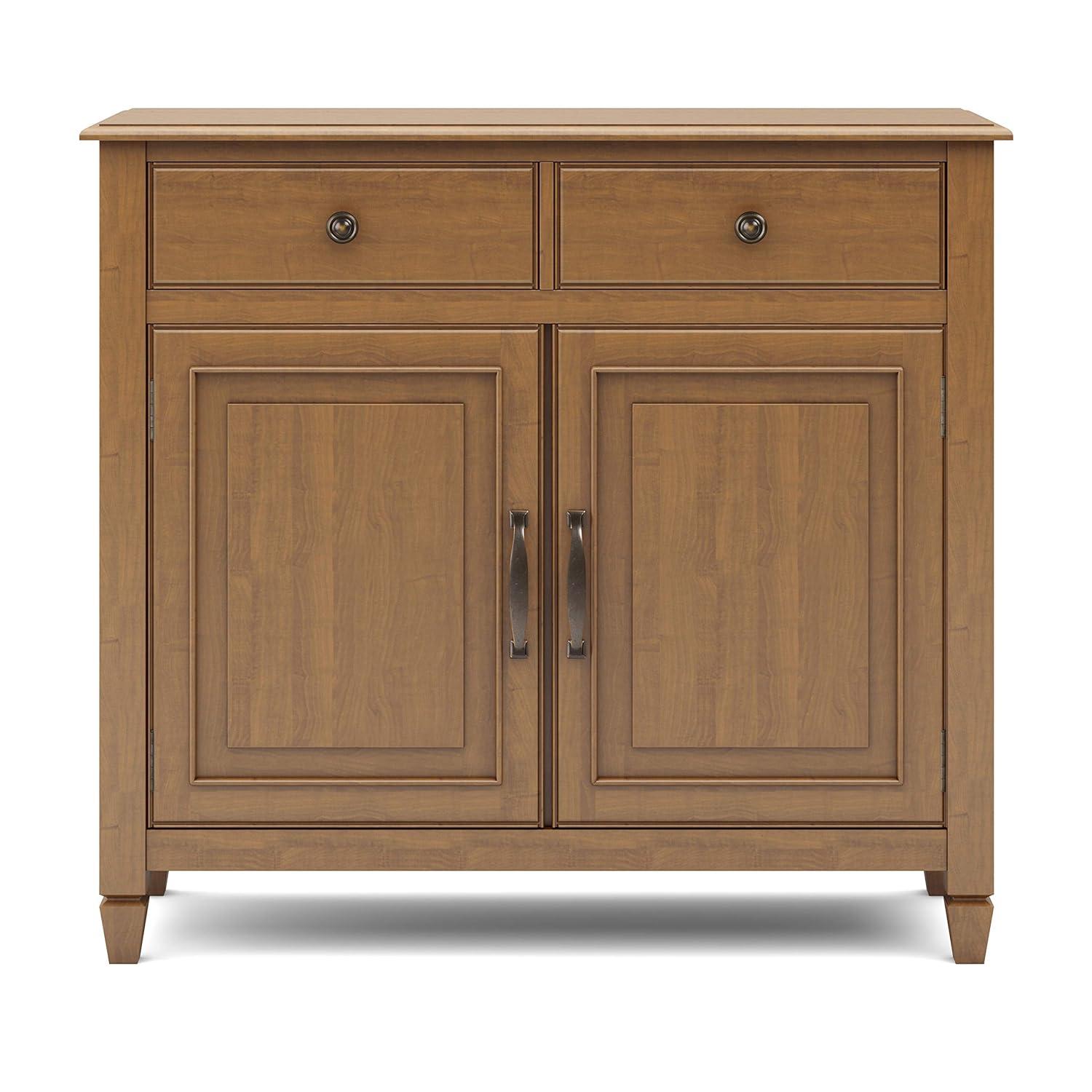 Simpli Home Connaught 40"W Solid Wood 2-Shelf Entryway Storage Cabinet with 2 Storage Drawers