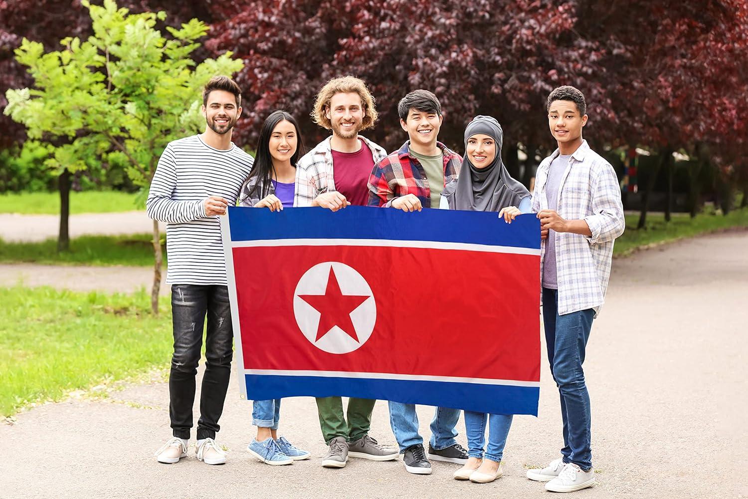North Korea Flag 3x5 Foot Polyester with Brass Grommets