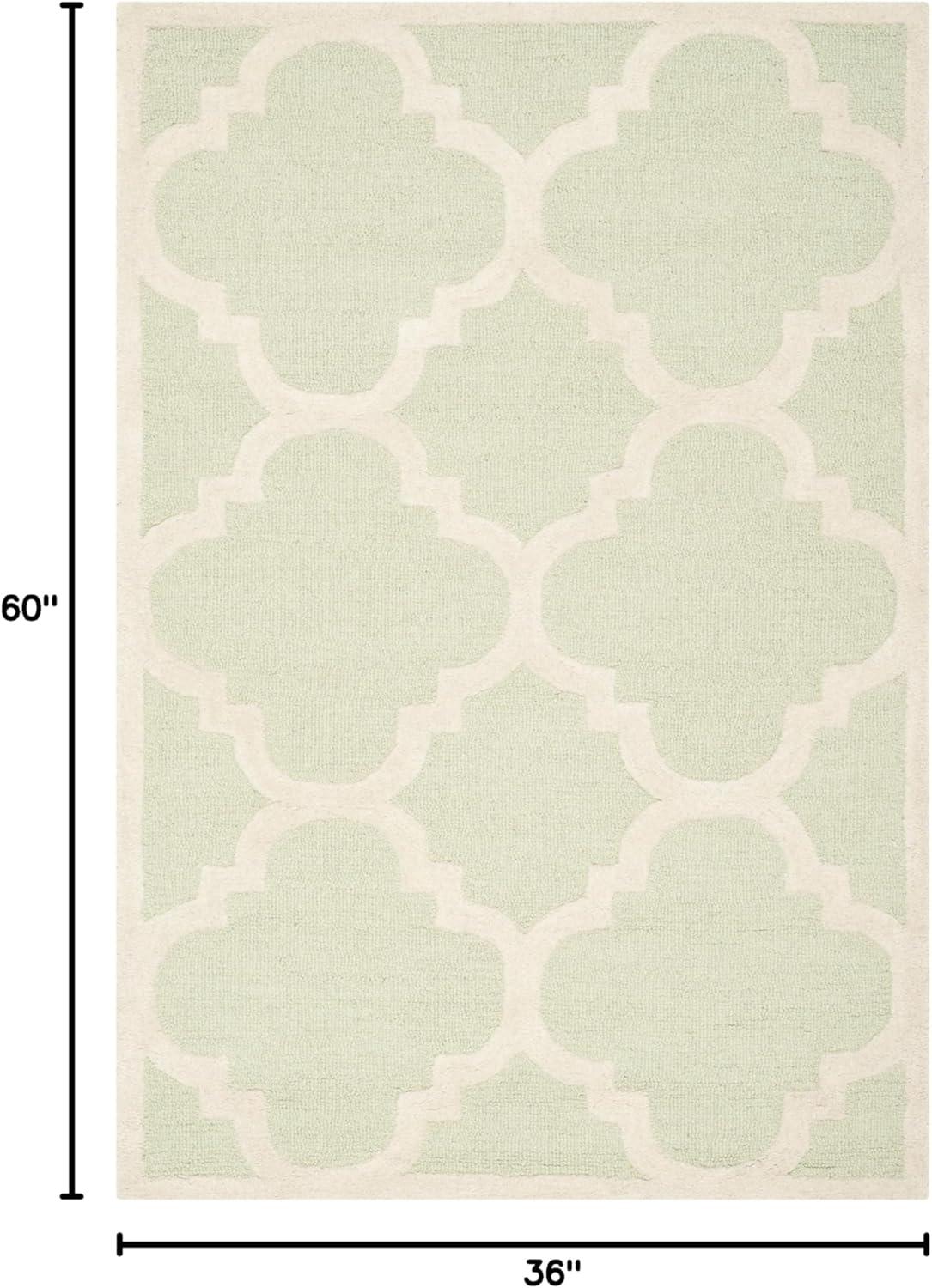 SAFAVIEH Cambridge Justine Geometric Wool Area Rug, Light Green/Ivory, 3' x 5'