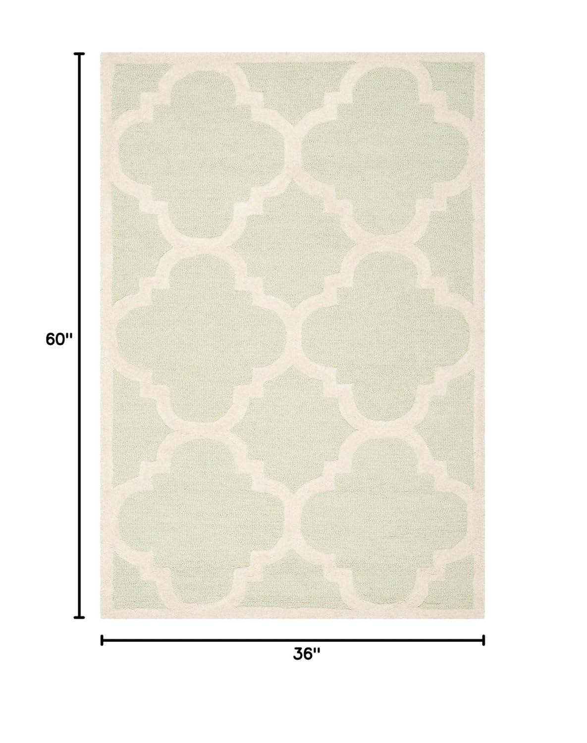 SAFAVIEH Cambridge Justine Geometric Wool Area Rug, Light Green/Ivory, 3' x 5'