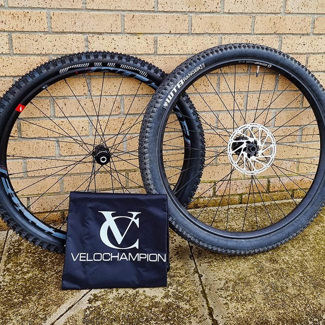 VeloChampion 1 Pack Waterproof Bicycle Wheel Bag for 26" 27.5" 29" Mountain Bike Wheels Black