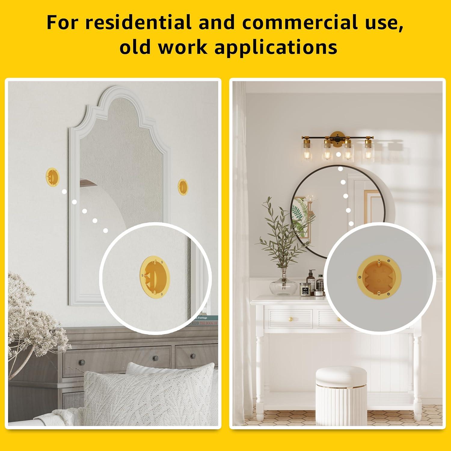 Inlight 4" Junction Box Round Electrical Box For Wall Lights, 3 Packs, Old Work Box, UL Listed