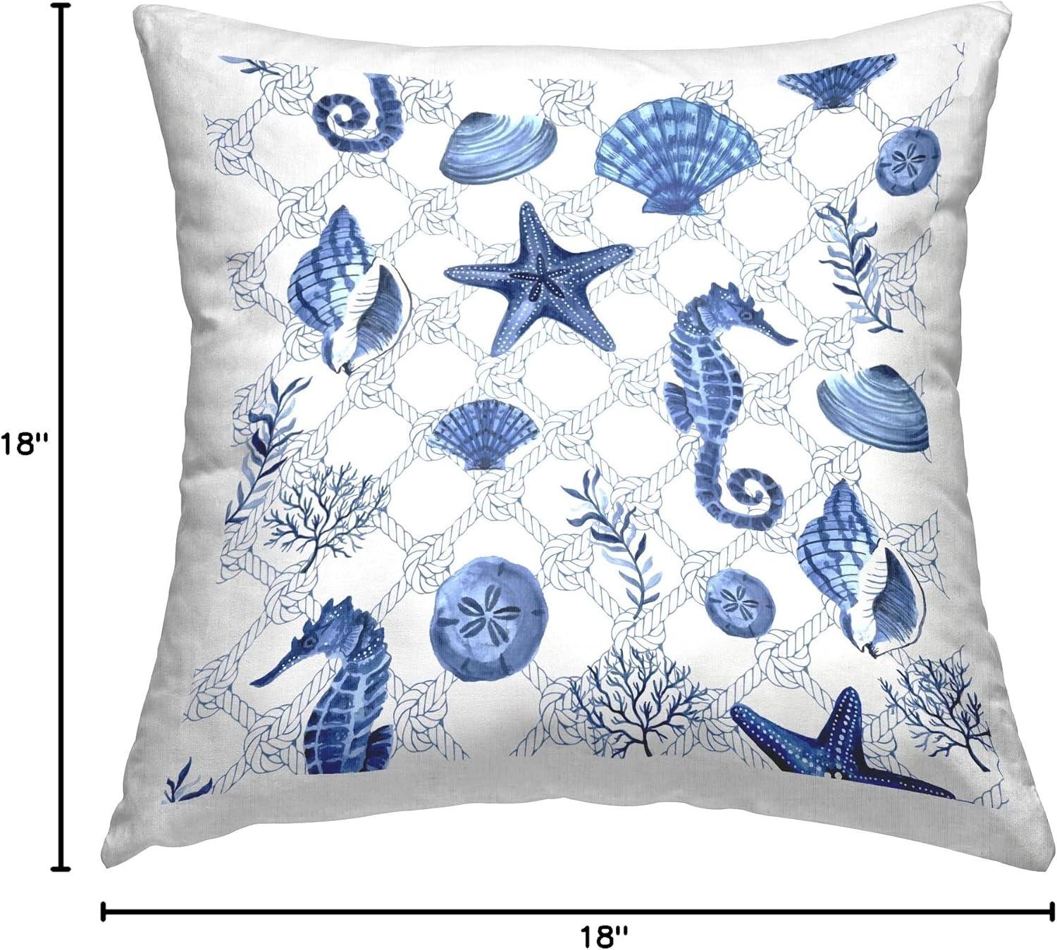 Stupell Industries Nautical Sea Life Boat Rope Pattern Square Decorative Printed Throw Pillow, 18 x 18,