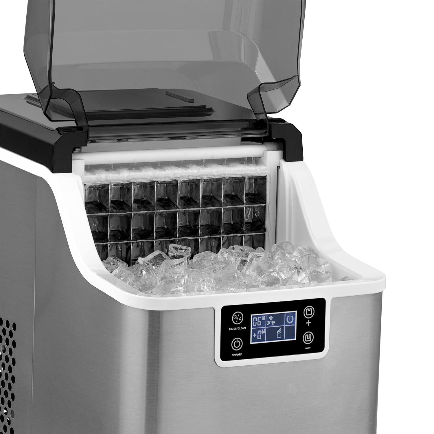 Newair Countertop Clear Ice Maker, 45lbs/Day Ice Cube Machine, Self-Cleaning Function and Custom Ice Thickness, Portable Ice Maker, 24H Timer